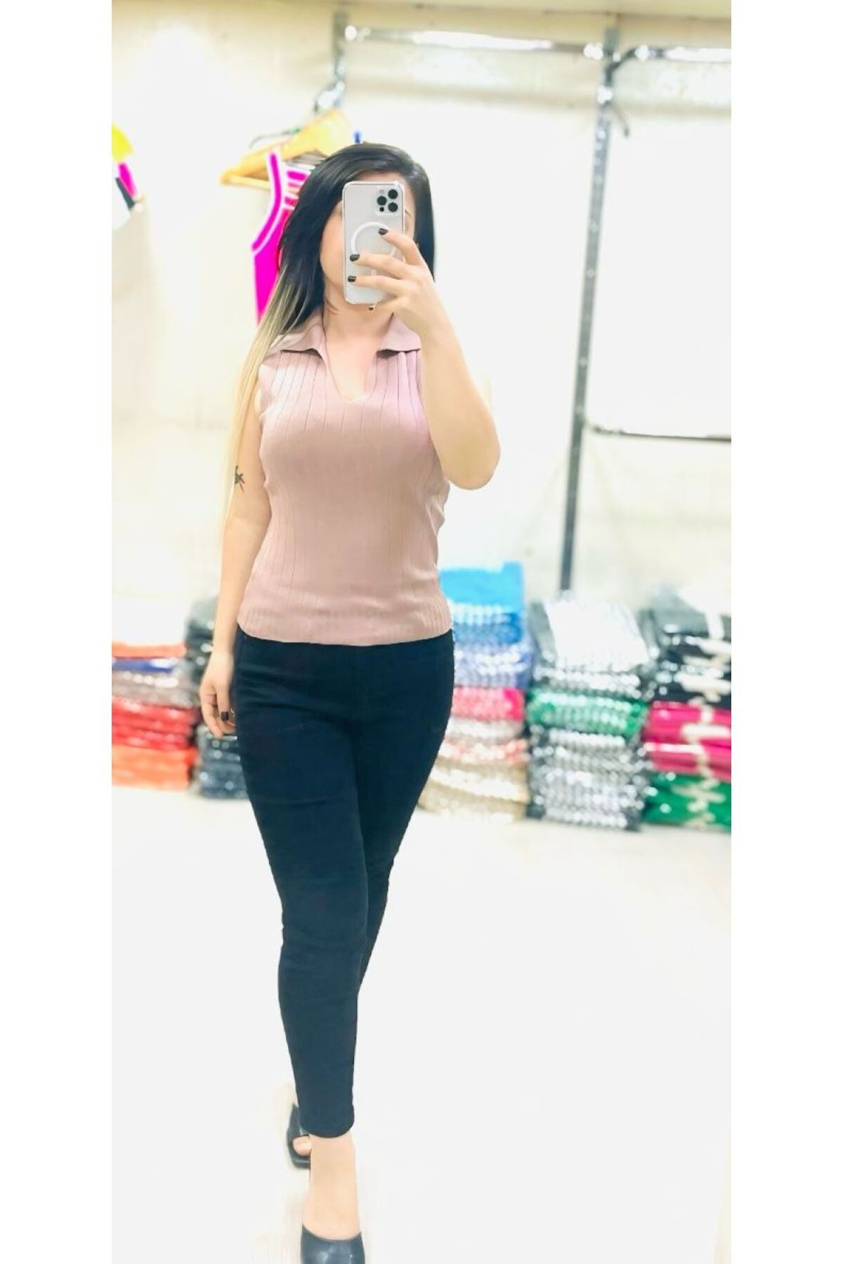 Butik Zeyoo Colection Kadın Kalın Askılı Gömlek Yaka Bluz