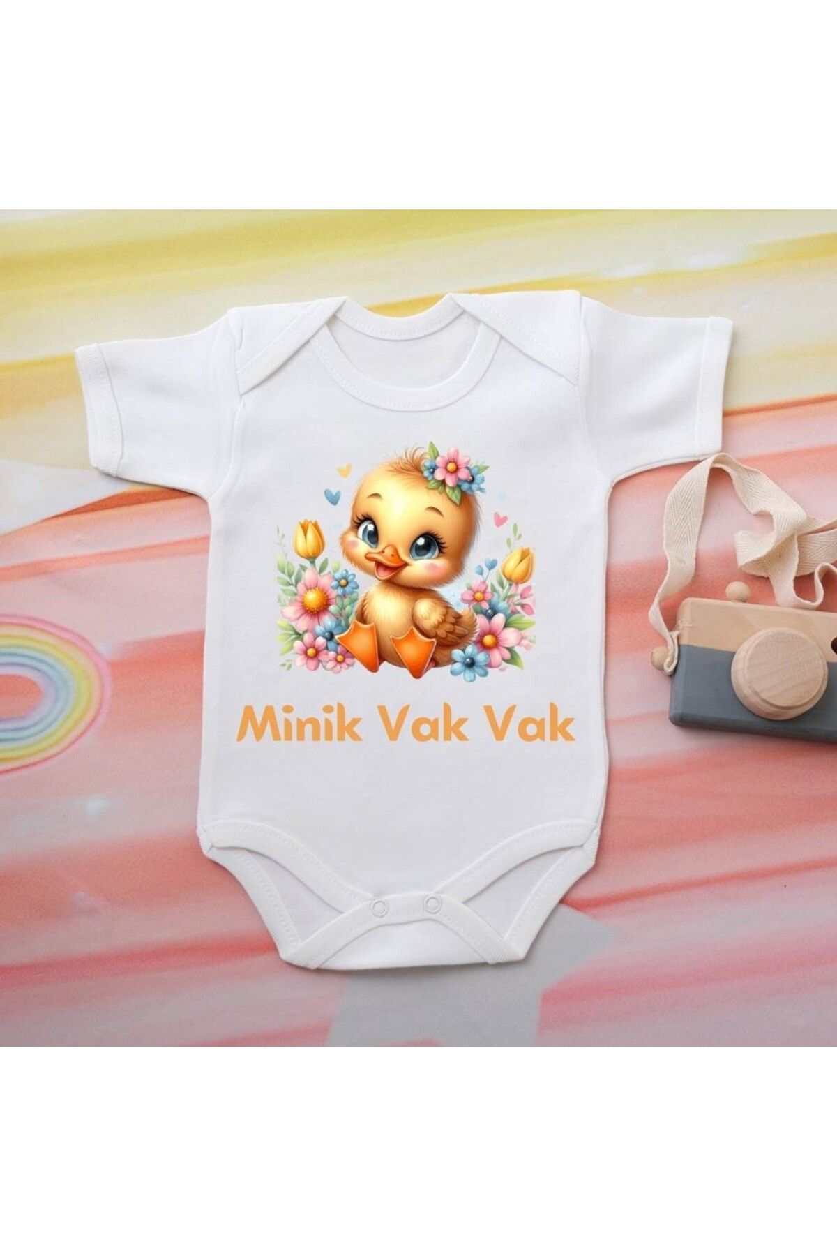 soft wing %100 Pamuklu Organik Baskılı Premium Çıtçıtlı Bebek Body Zıbın 00067
