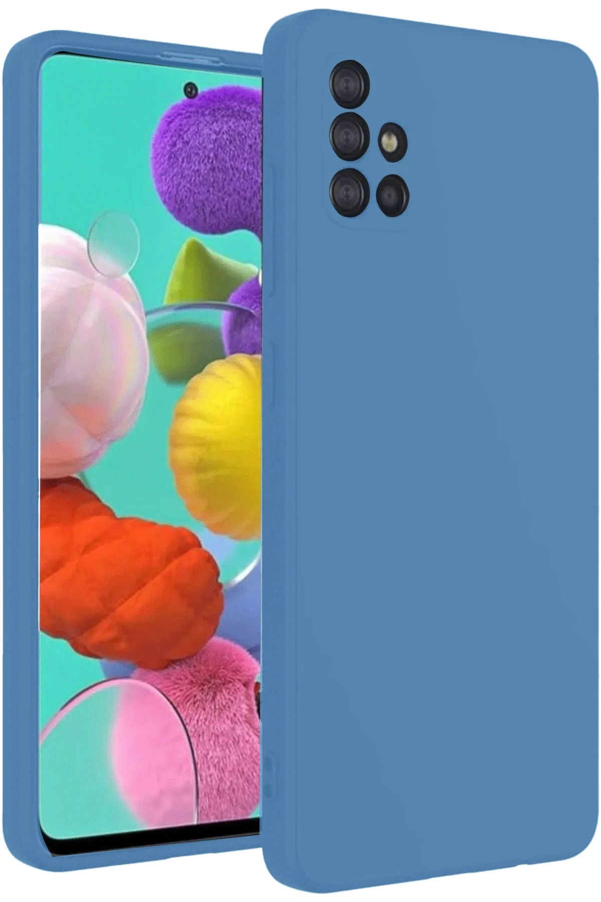 NewFace Samsung Galaxy A31 Kılıf Nano içi Kadife Silikon - Mavi ALMLA