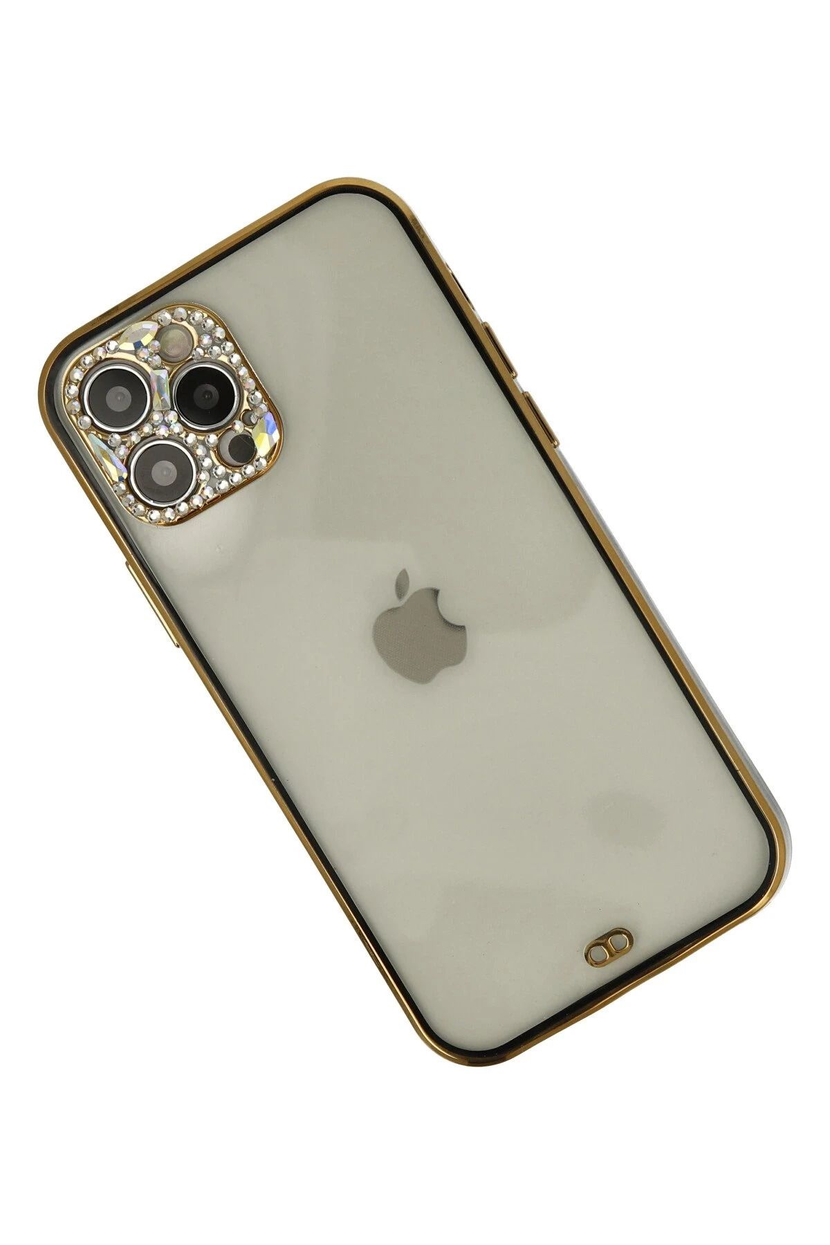 NewFace iPhone 12 Pro Max Uyumlu Kılıf Liva Taşlı Silikon - Siyah GLSTD