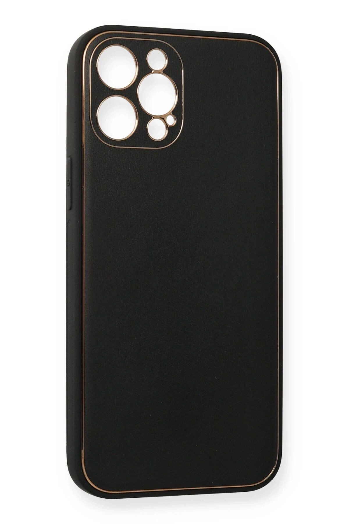 NewFace iPhone 12 Pro Kılıf Coco Deri Silikon Kapak - Siyah FLKRY