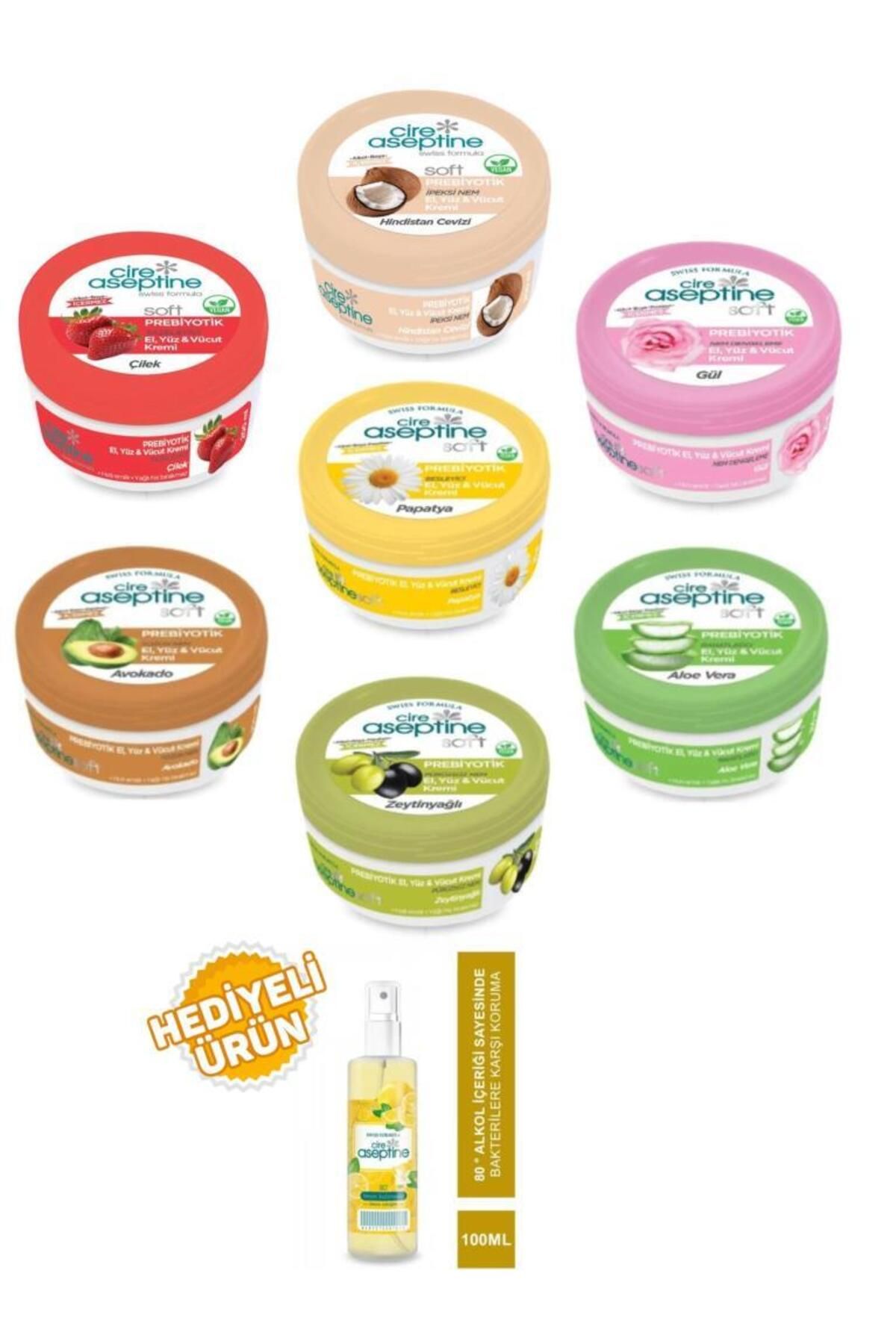 CIRE ASEPTINE 30 Ml Karma Krem 7 Çeşit+100Ml Kolonya Hediyeli