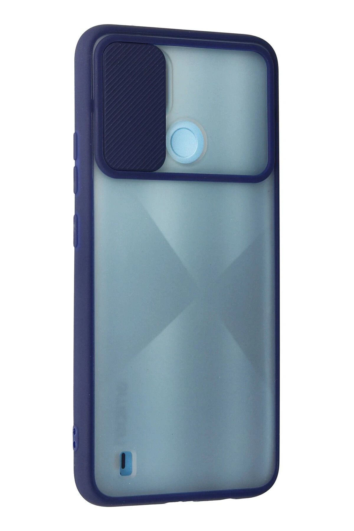 NewFace Realme C21 Kılıf Palm Buzlu Kamera Sürgülü Silikon - Lacivert SVLRS