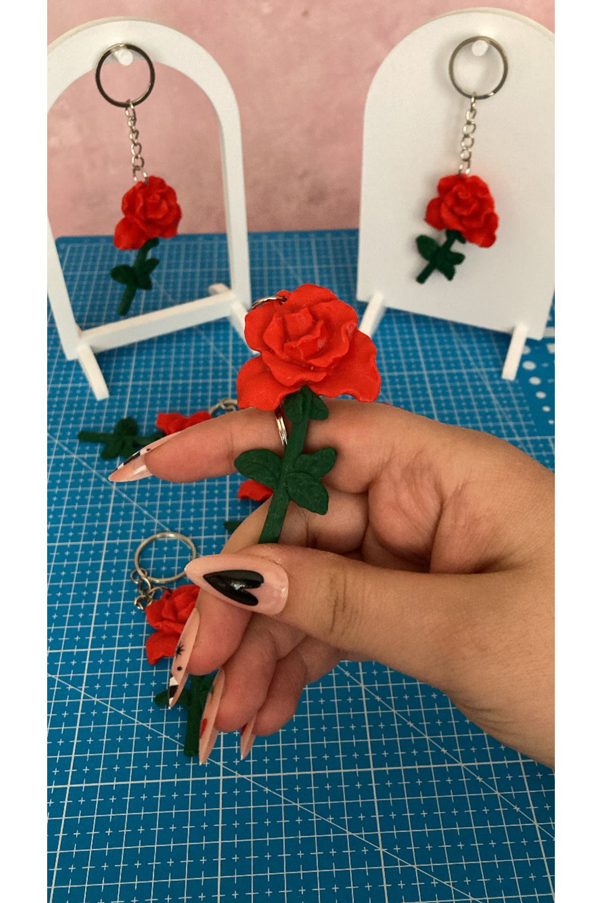 Ecey Studio Solmayan Gül Anahtarlık/ÇantaSüsü