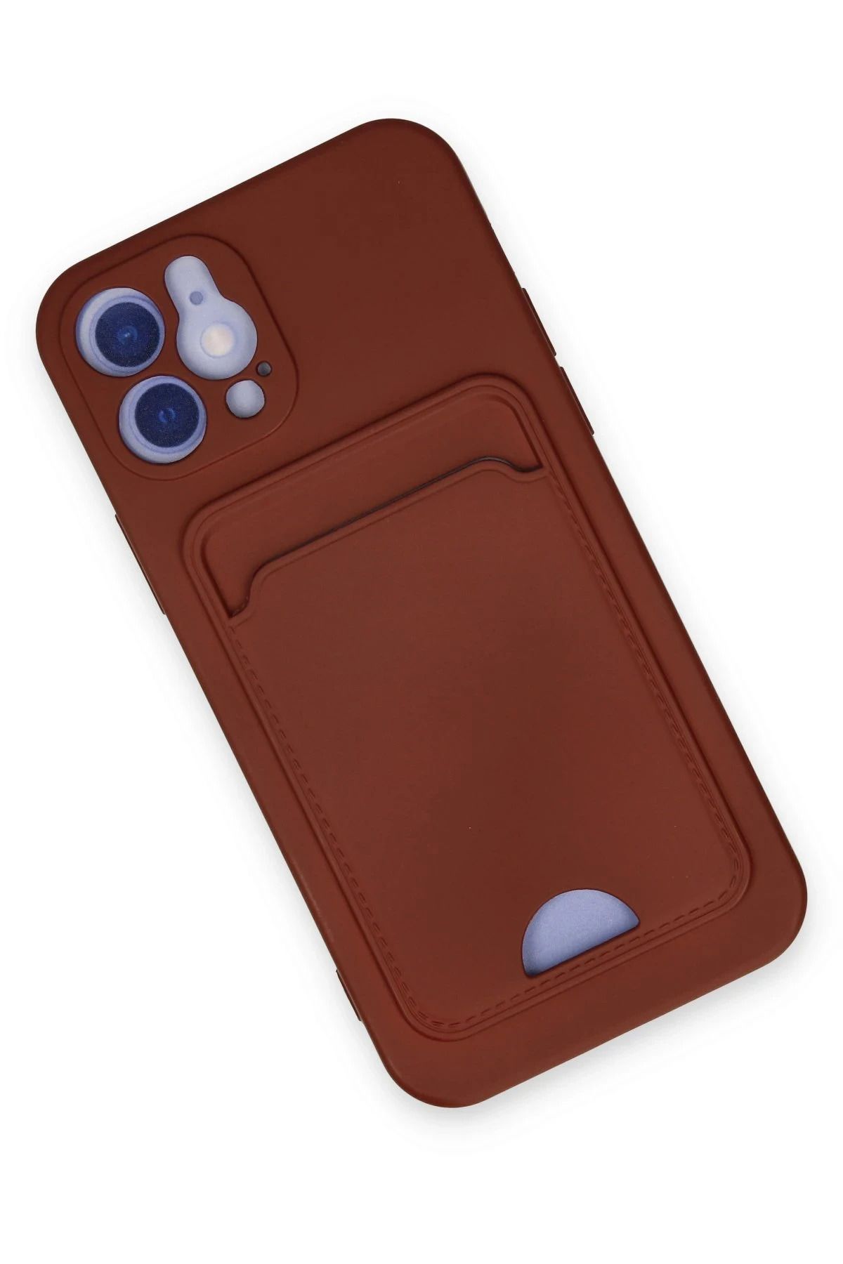 NewFace iPhone 12 Kılıf Kelvin Kartvizitli Silikon - Bordo SVLRS
