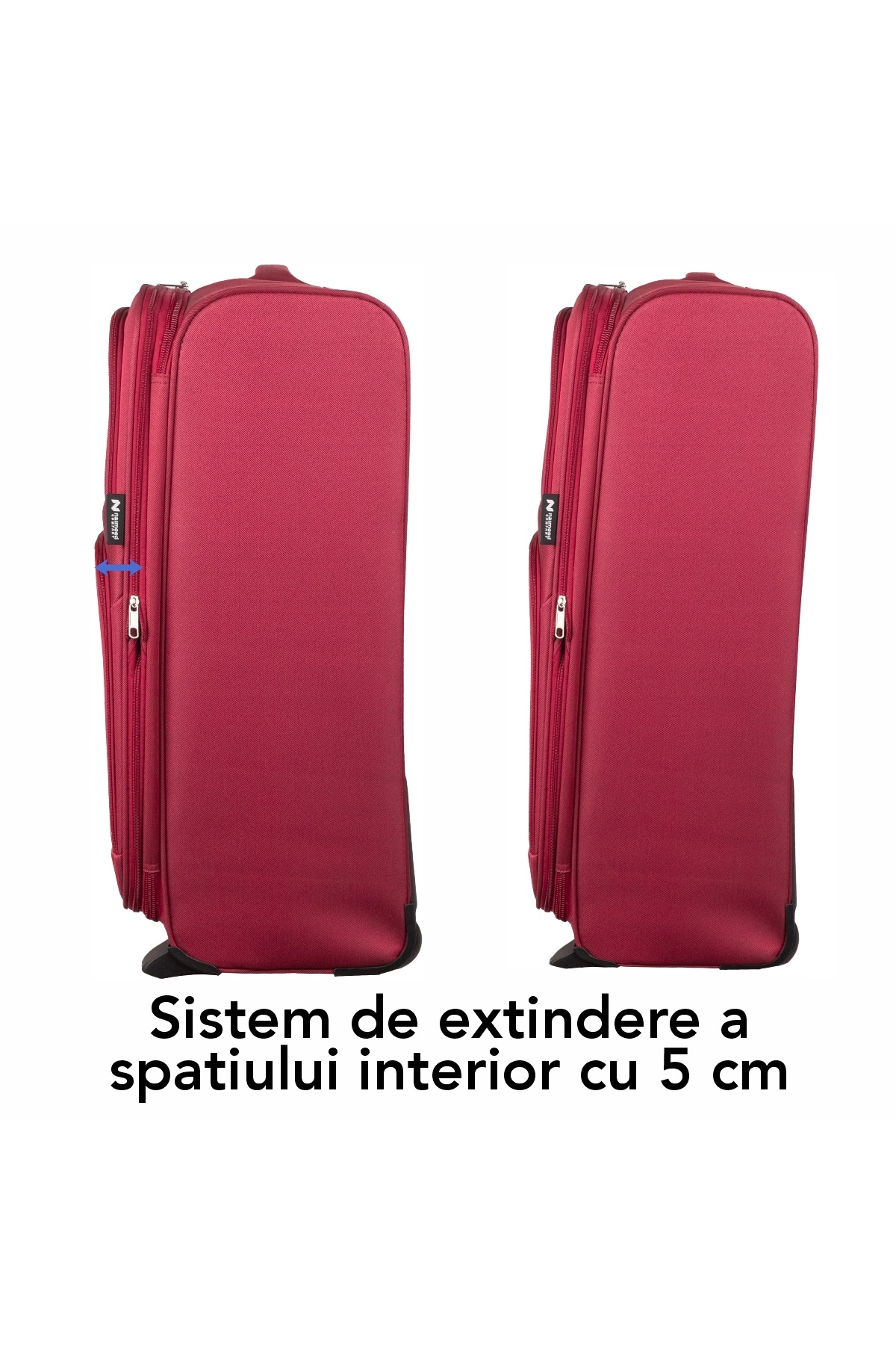 Naimeed Company-Small travel trolley, Naimeed D5977, 2 wheels, textile material, Red, 35.5x26x52cm 4