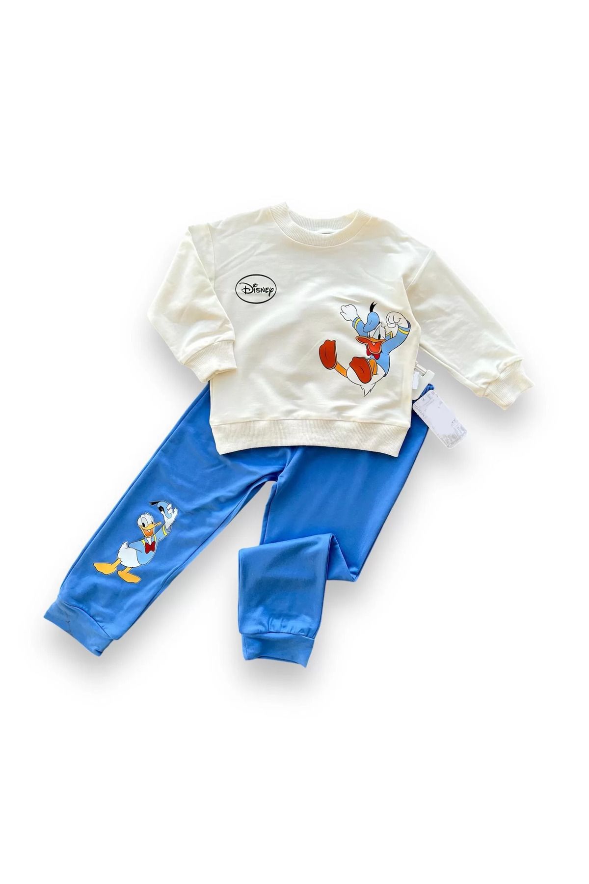 Shop58 6-9-12-18 Ay Ördek Baskılı Pamuk Penye Kumaş Erkek Bebek Takımı