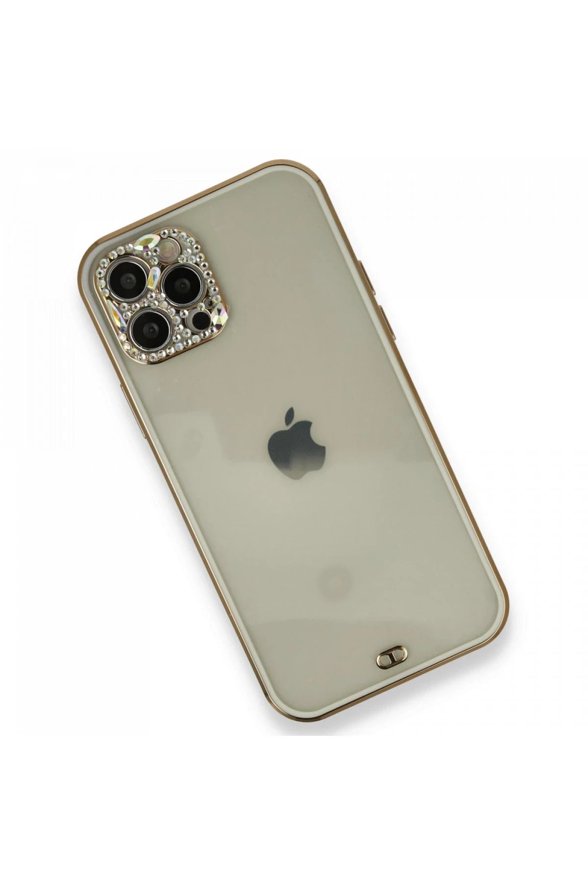 NewFace iPhone 12 Pro uyumlu Kılıf Liva Taşlı Silikon - Beyaz GLSTD