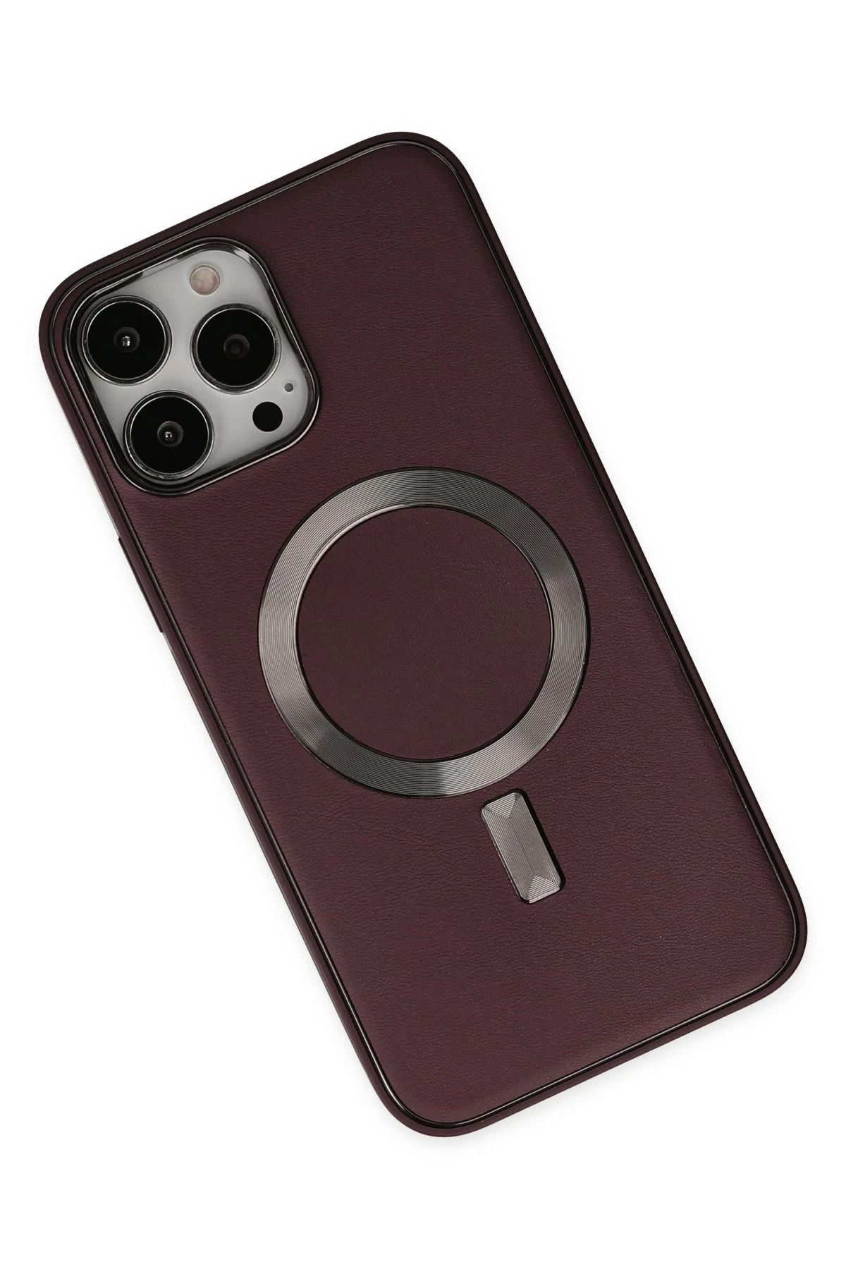 NewFace iPhone 13 Pro Kılıf Coco Deri Magneticsafe Silikon - Bordo NRMSA
