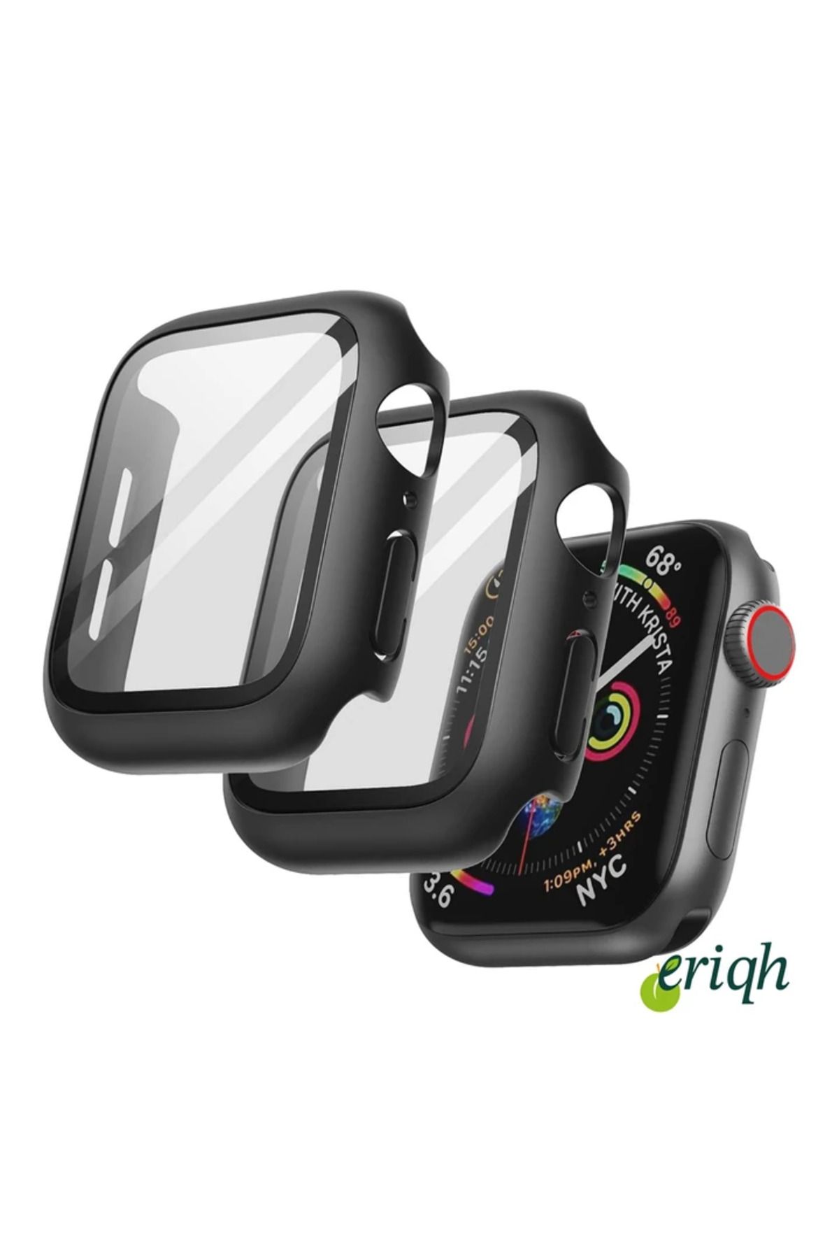 eriqh Apple watch series SE/SE-2, 4-5-6 40mm tam koruma kılıf ve ekran koruyucu Gümüş