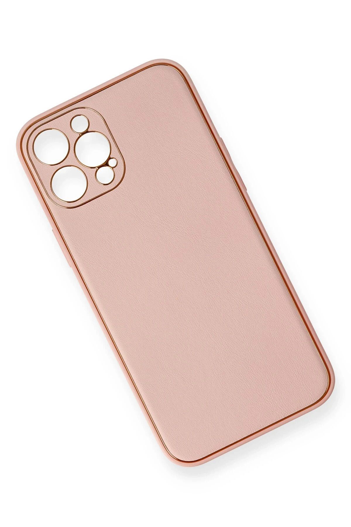NewFace iPhone 12 Pro Max Kılıf Coco Deri Silikon Kapak - Pembe SVLRS
