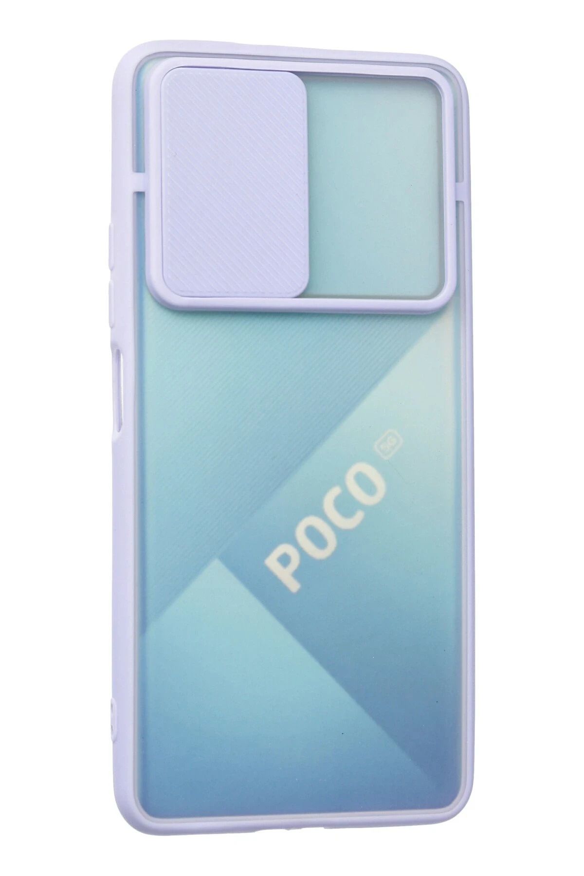 NewFace Xiaomi Poco F3 Kılıf Palm Buzlu Kamera Sürgülü Silikon - Lila SVLRS