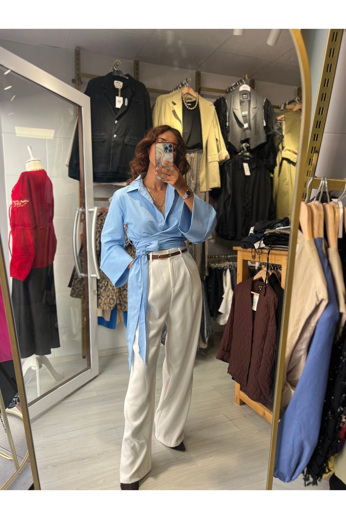 Butik Beyaz palazzo pantolon