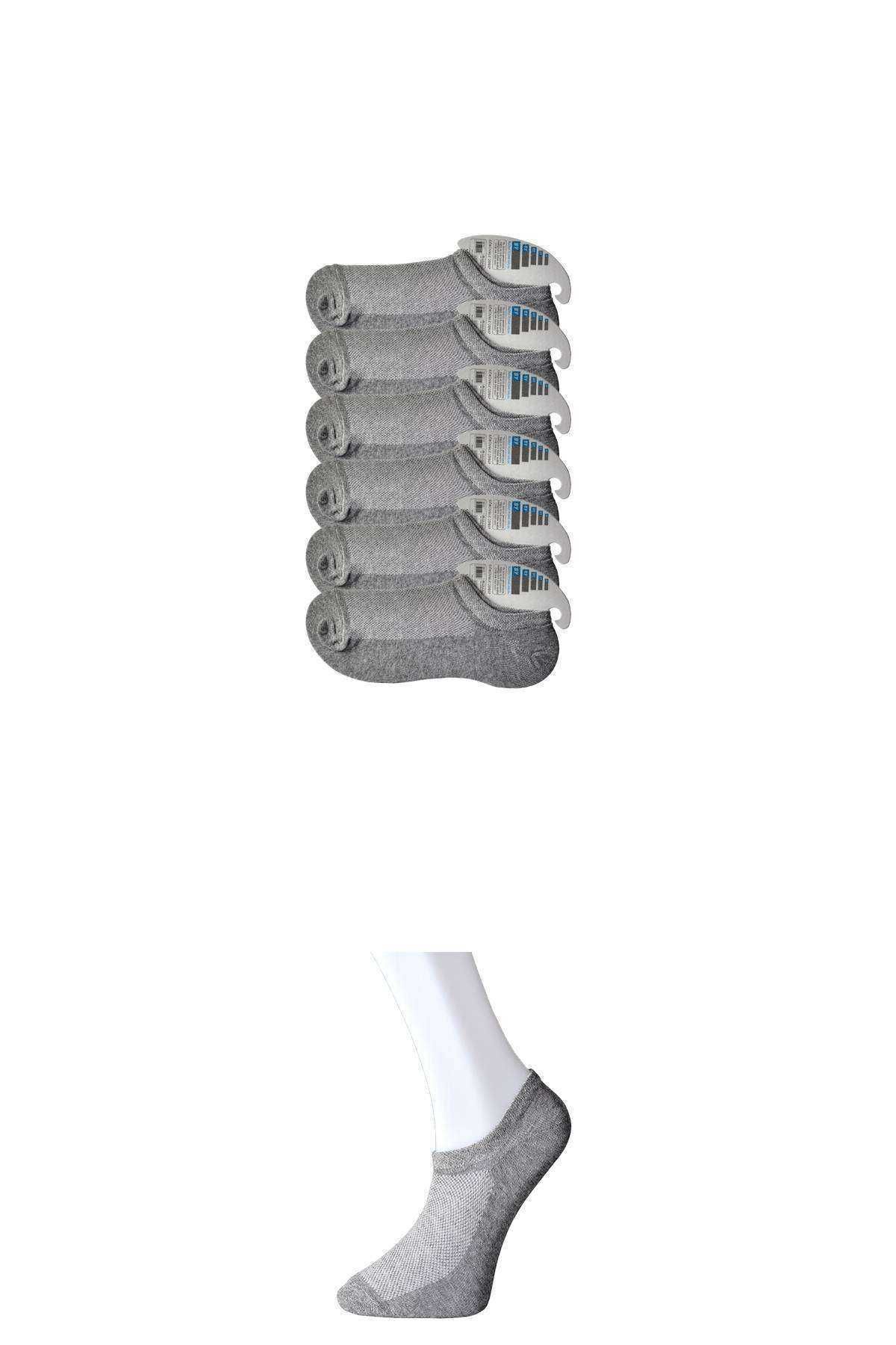 MBB ETİCARET Gri Erkek Görünmez Çorap 6 çift