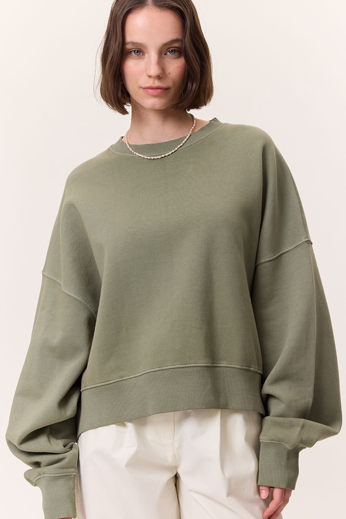 Manuka YIKAMA EFEKTLİ SWEATSHIRT YEŞİL