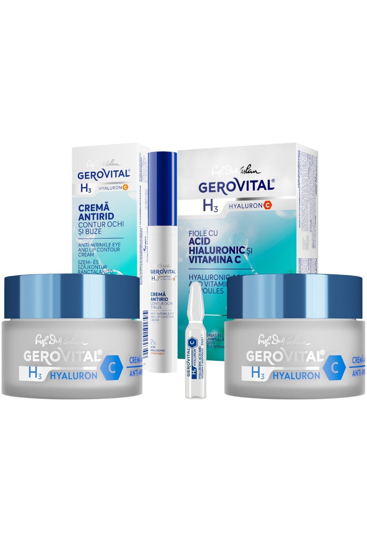 GEROVITAL Pachet Cadou Gerovital H3 Hyaluon C: Fiole Cu Acid Hialuronic 2% Hyaluron C - One Size