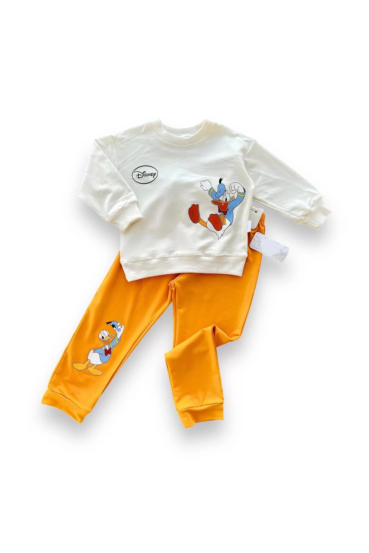 Shop58 6-9-12-18 Ay Ördek Baskılı Pamuk Penye Kumaş Erkek Bebek Takımı