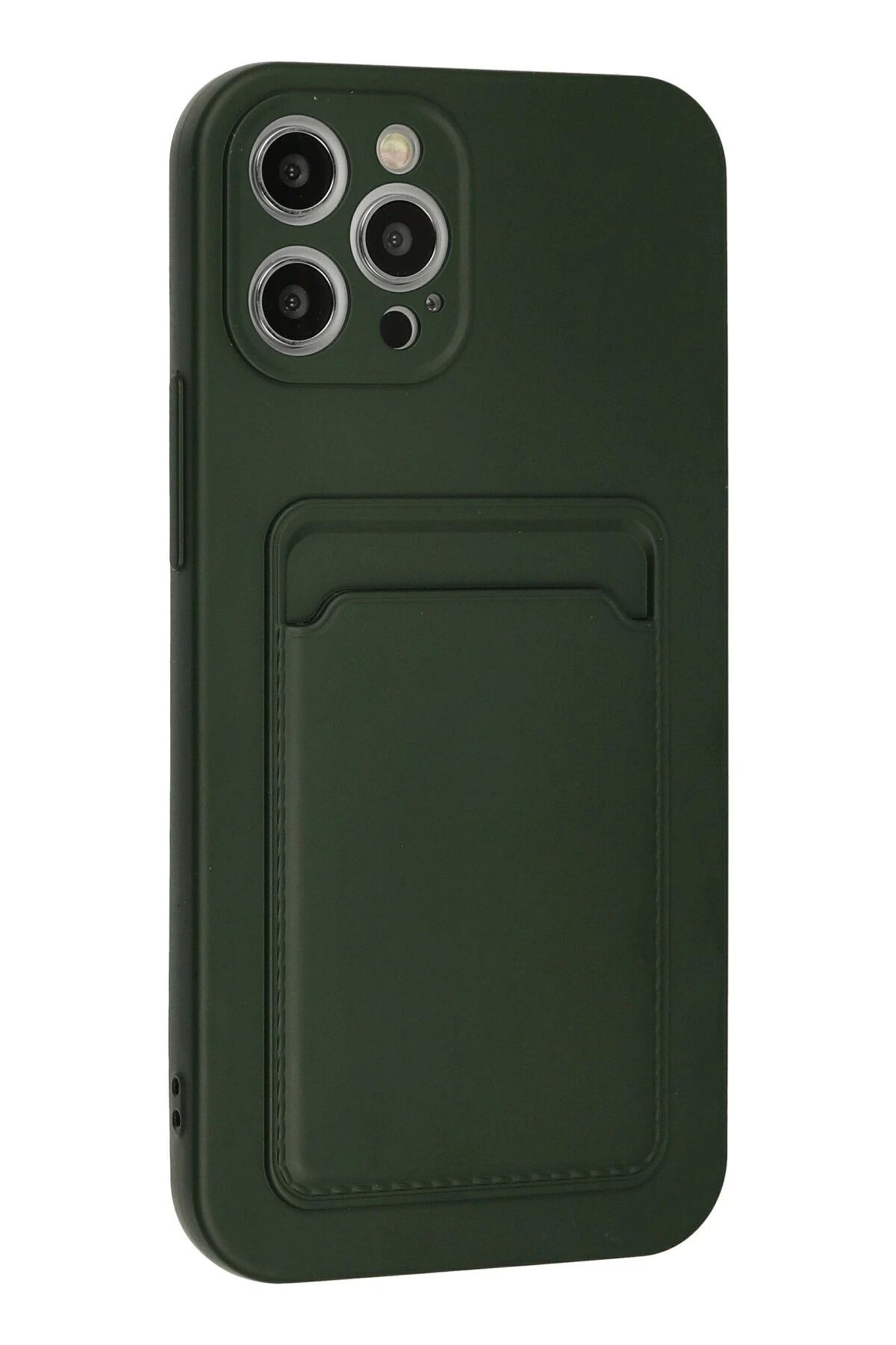 NewFace iPhone 12 Pro Max Kılıf Kelvin Kartvizitli Silikon - Koyu Yeşil SVLRS