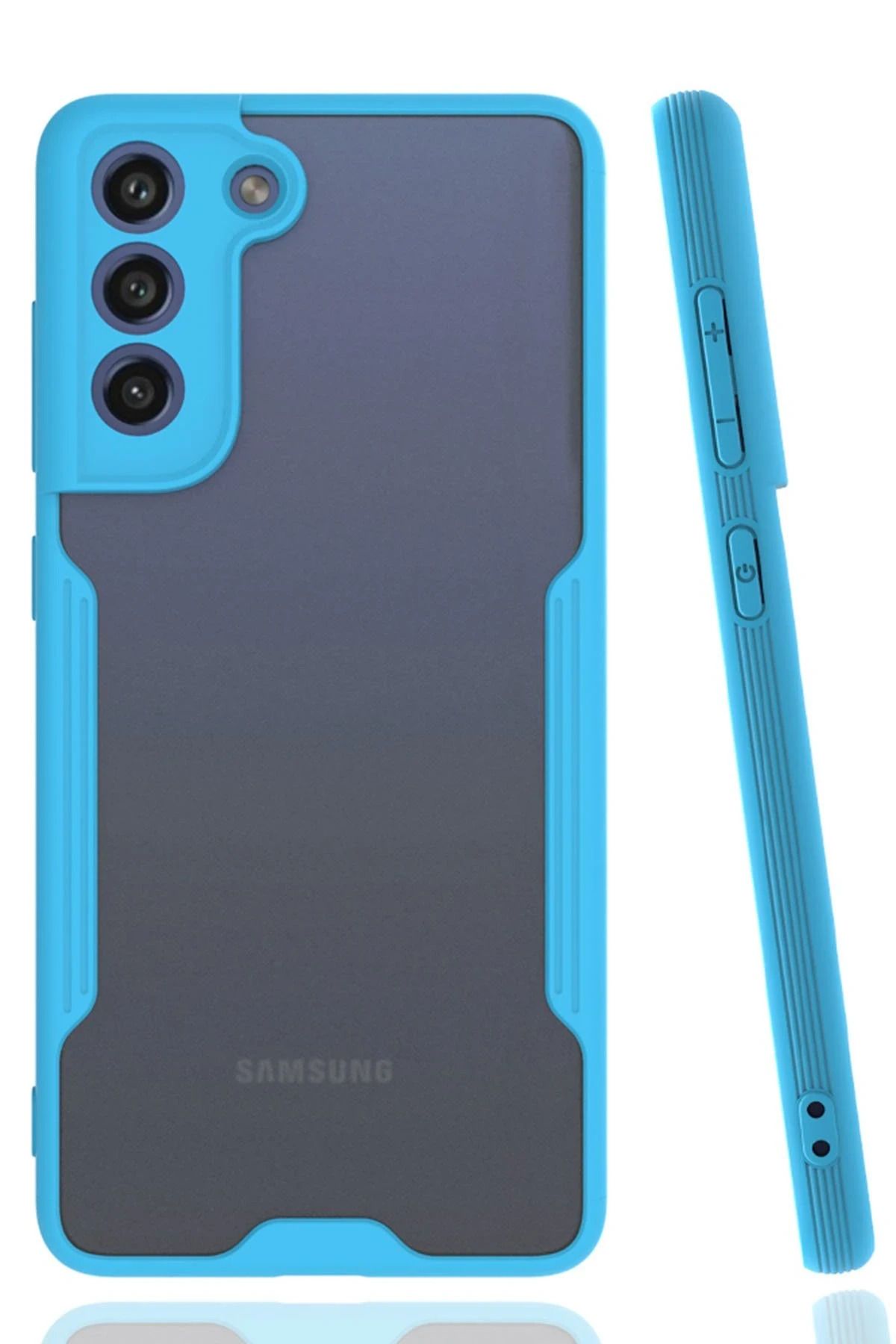 NewFace Samsung Galaxy S21 FE Kılıf Platin Silikon - Mavi SVLRS