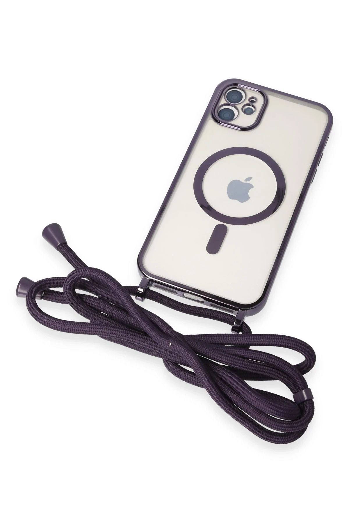 NewFace iPhone 11 Uyumlu Kılıf Divo Lazer Askılı Magsafe Kapak - Derin Mor SVLRS