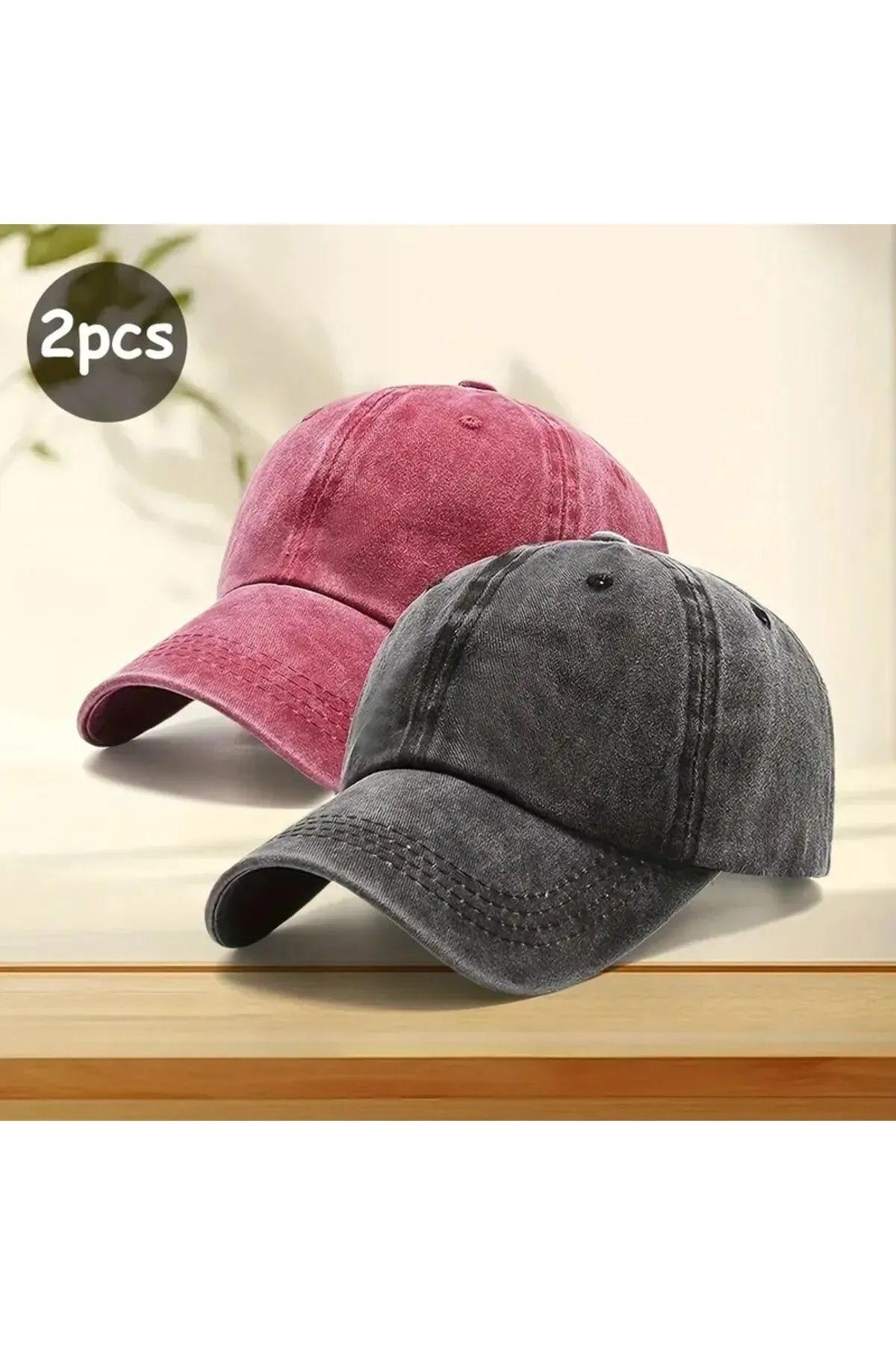 awix Unisex Yıkamalı Eskitme Cap Spor Beyzbol Şapka Arkası Ayarlanabilir 2 Adet SİYAH-BORDO