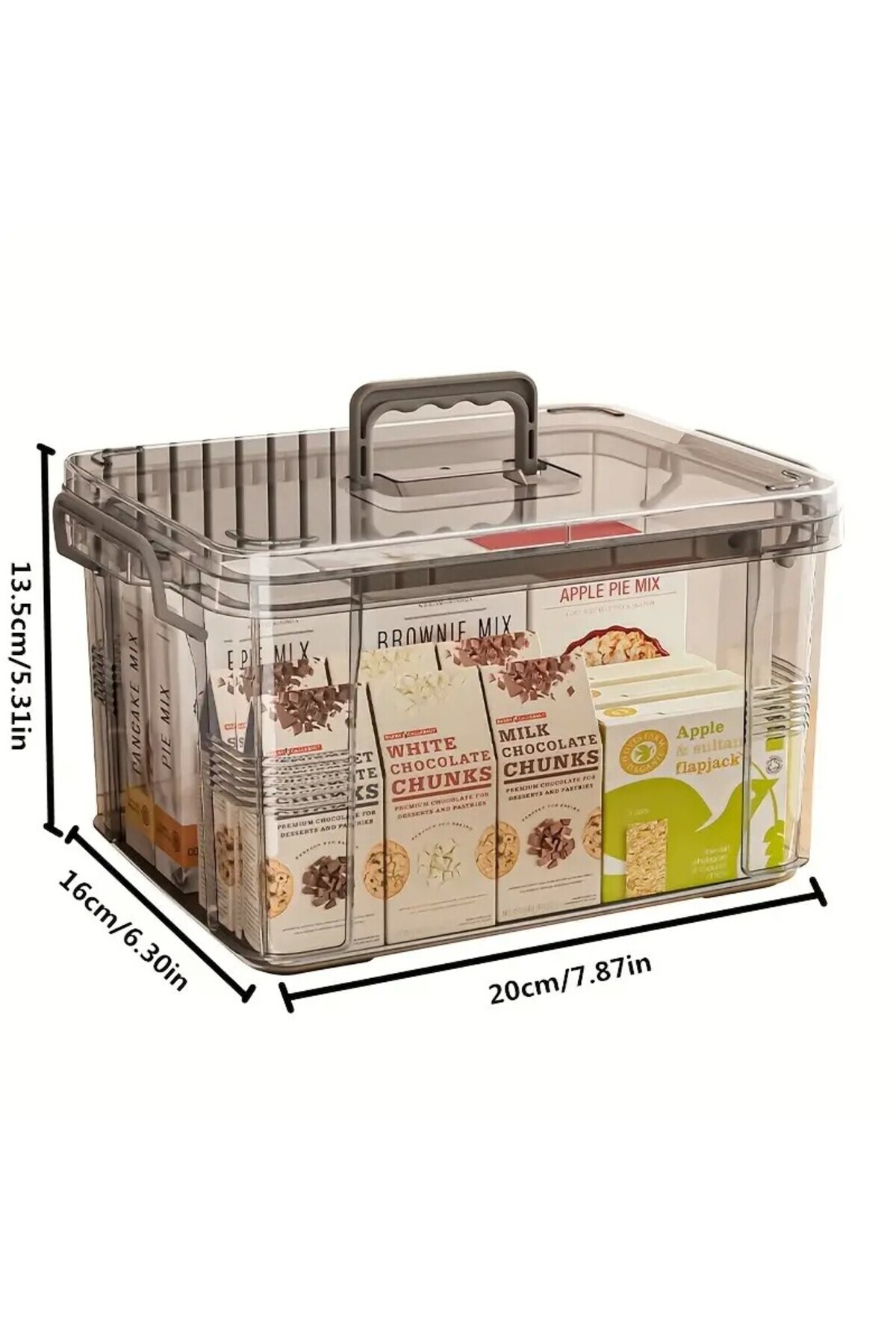 Flippy-Cutie De Depozitare Tip Valiza, pentru Alimente, Jucarii, Accesorii Transparent-Gri, 24x17x13.5 cm 6