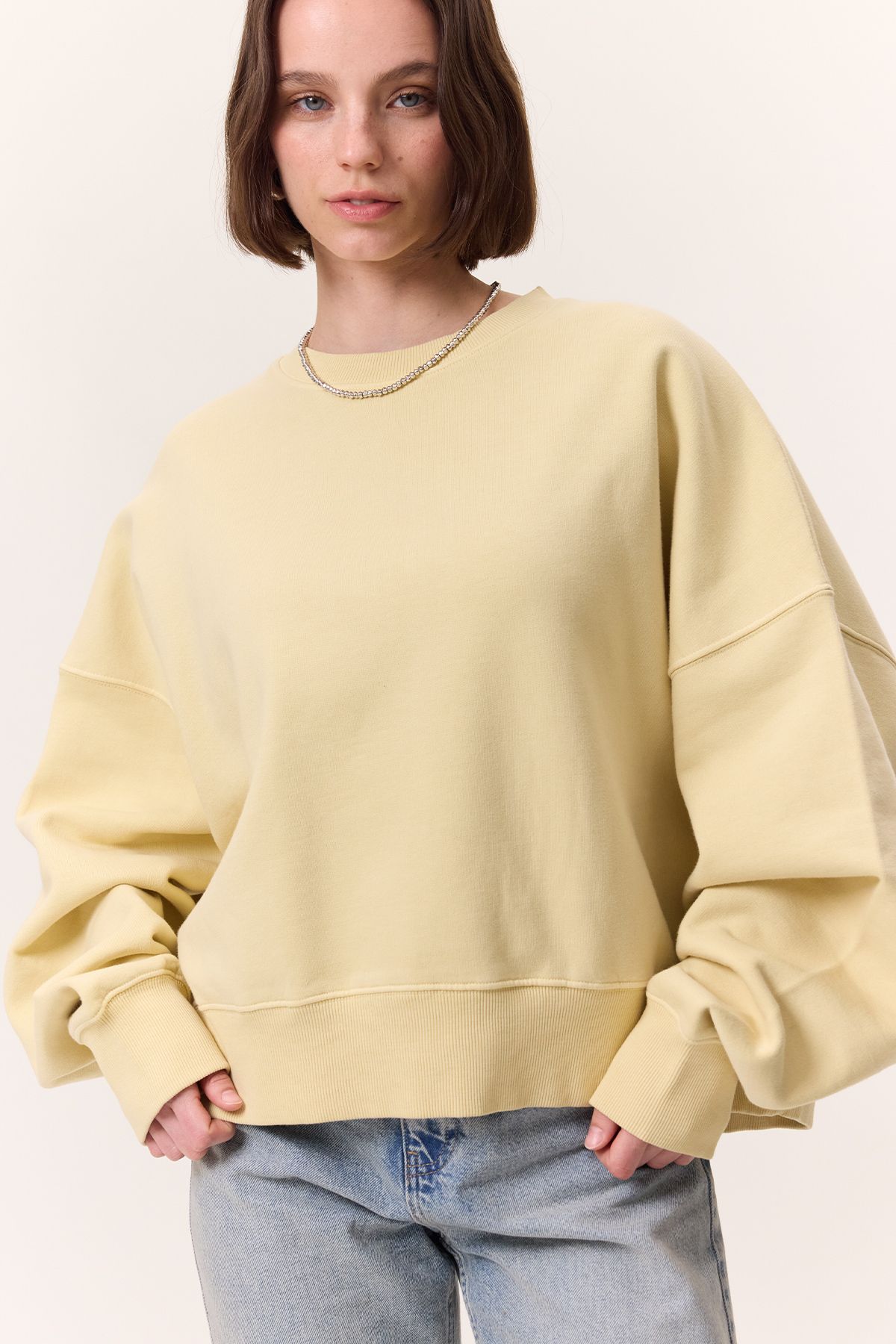 Manuka YIKAMA EFEKTLİ SWEATSHIRT SARI