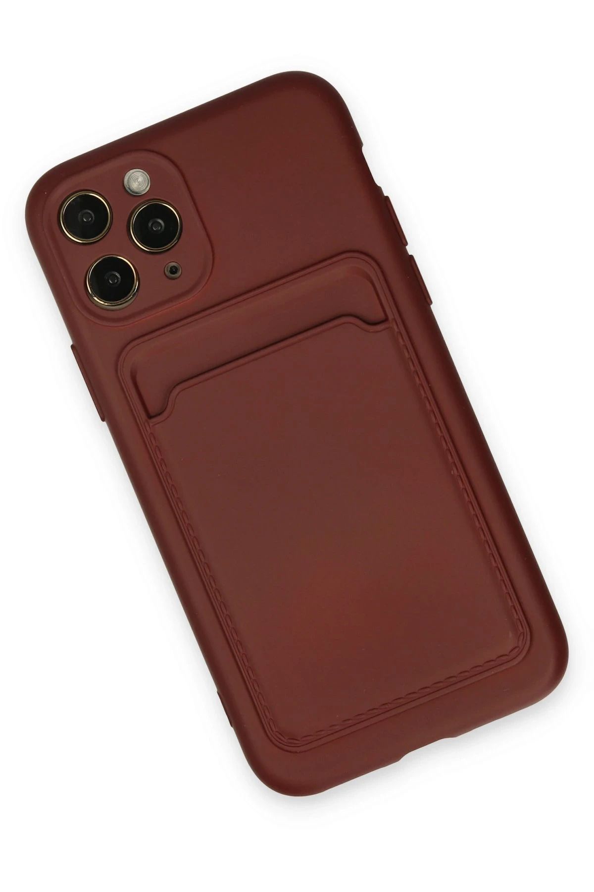 NewFace iPhone 11 Pro Kılıf Kelvin Kartvizitli Silikon - Bordo GLSTD