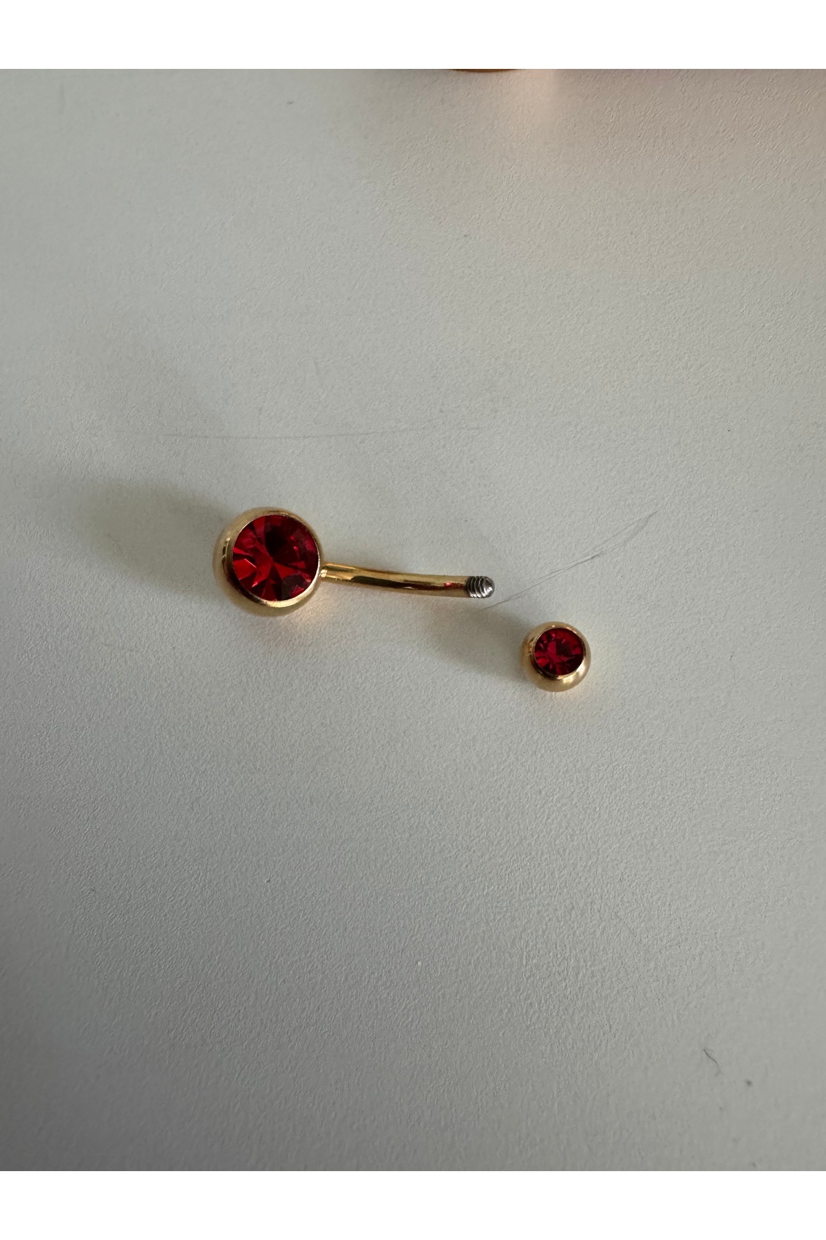 Bylin-Double Red Stone 100% G23 Titanium Navel Piercing - Bar Length 10 mm - 1 Piece 6