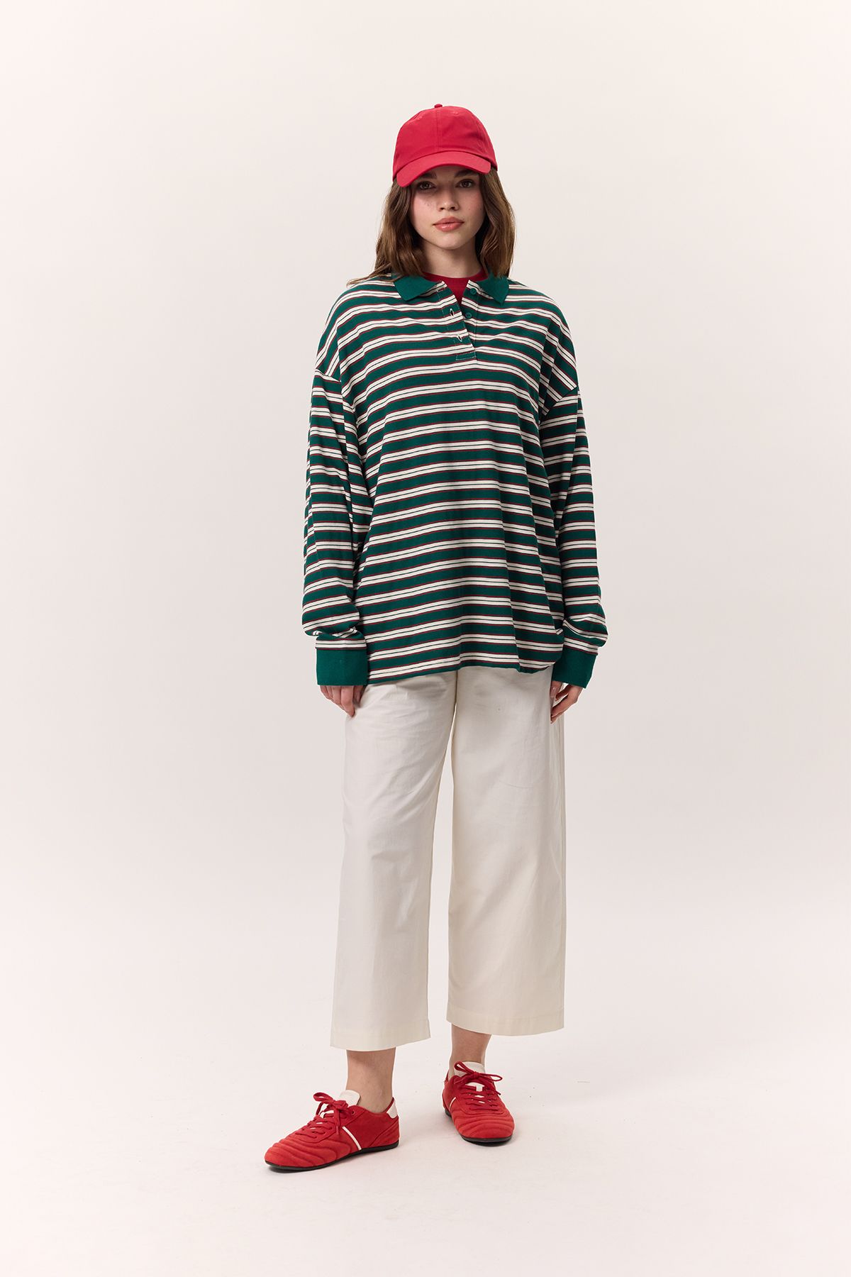 Manuka POLO YAKA ÇİZGİLİ SWEATSHIRT YEŞİL