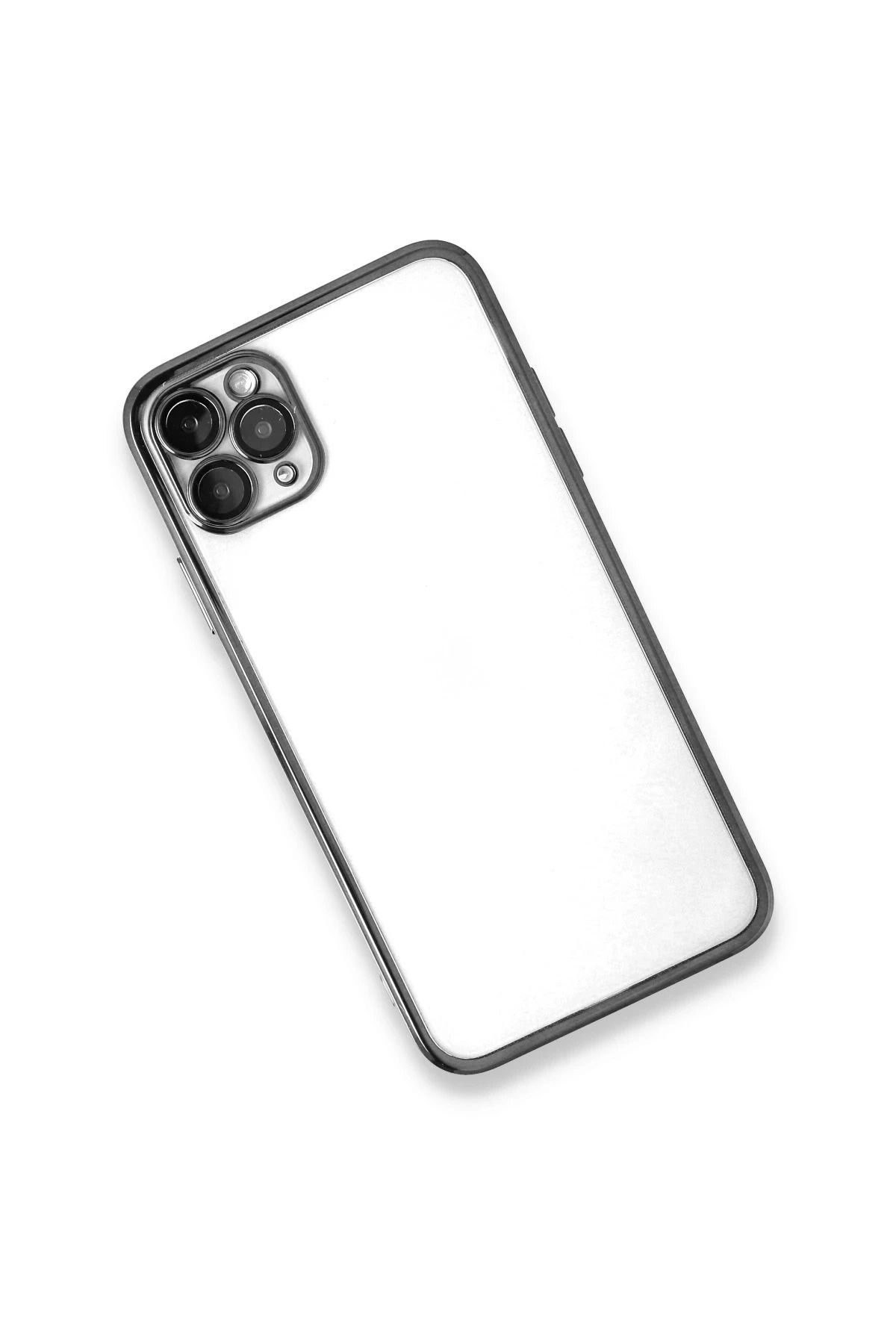 NewFace iPhone 11 Pro Max Kılıf Lensli Silikon - Gümüş SVLRS