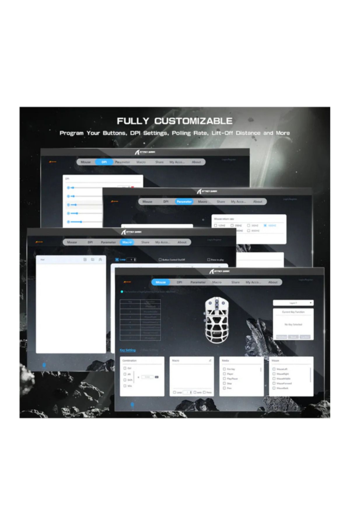 Attack Shark R3 Magnezyum Alaşımlı APP Uygulamalı 8Khz Ultra Hız Tepki 26.000DPI Gaming Oyuncu Mouse - 6