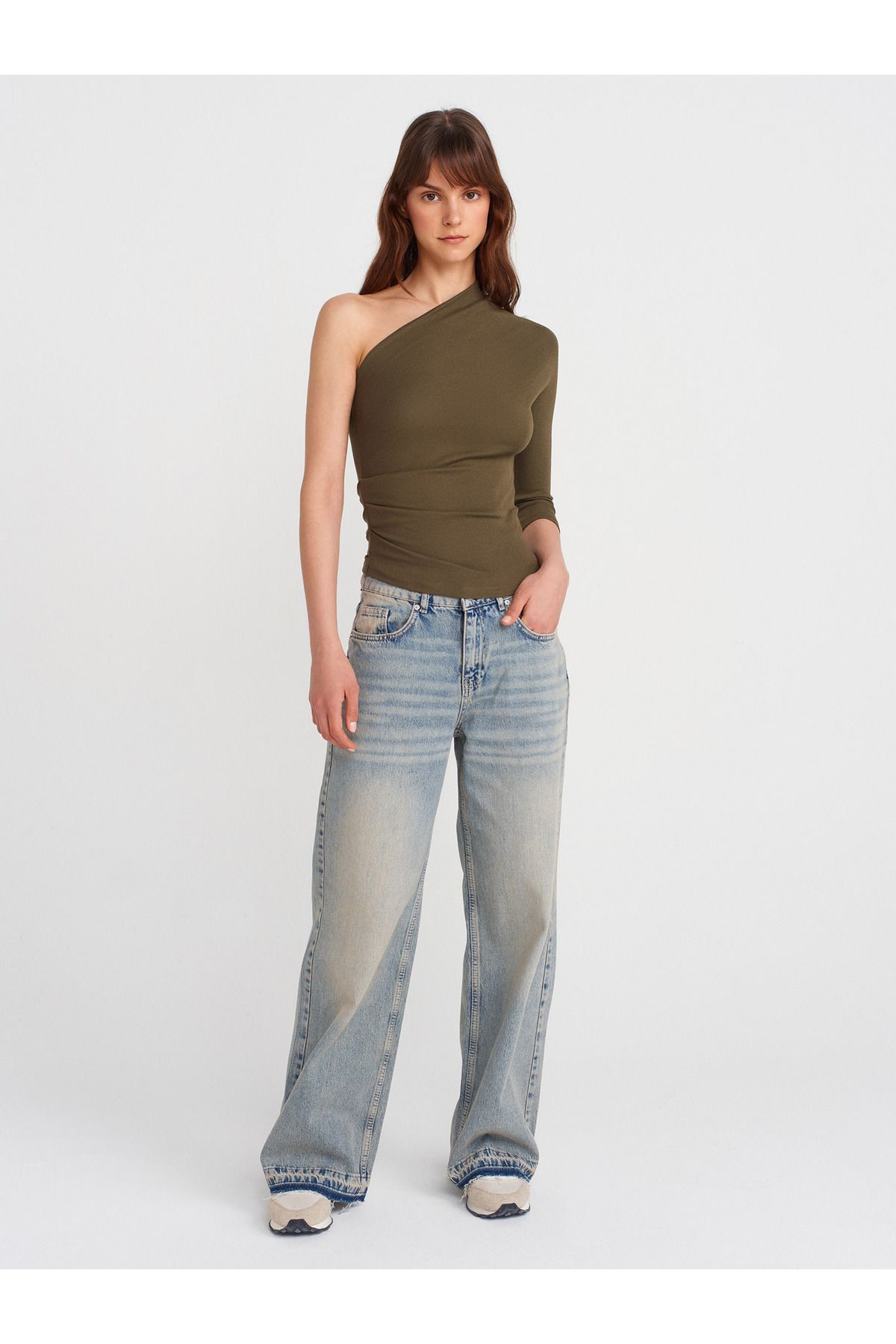 Dilvin 71972 Paça Ucu İzli Denim Pantolon-Tint