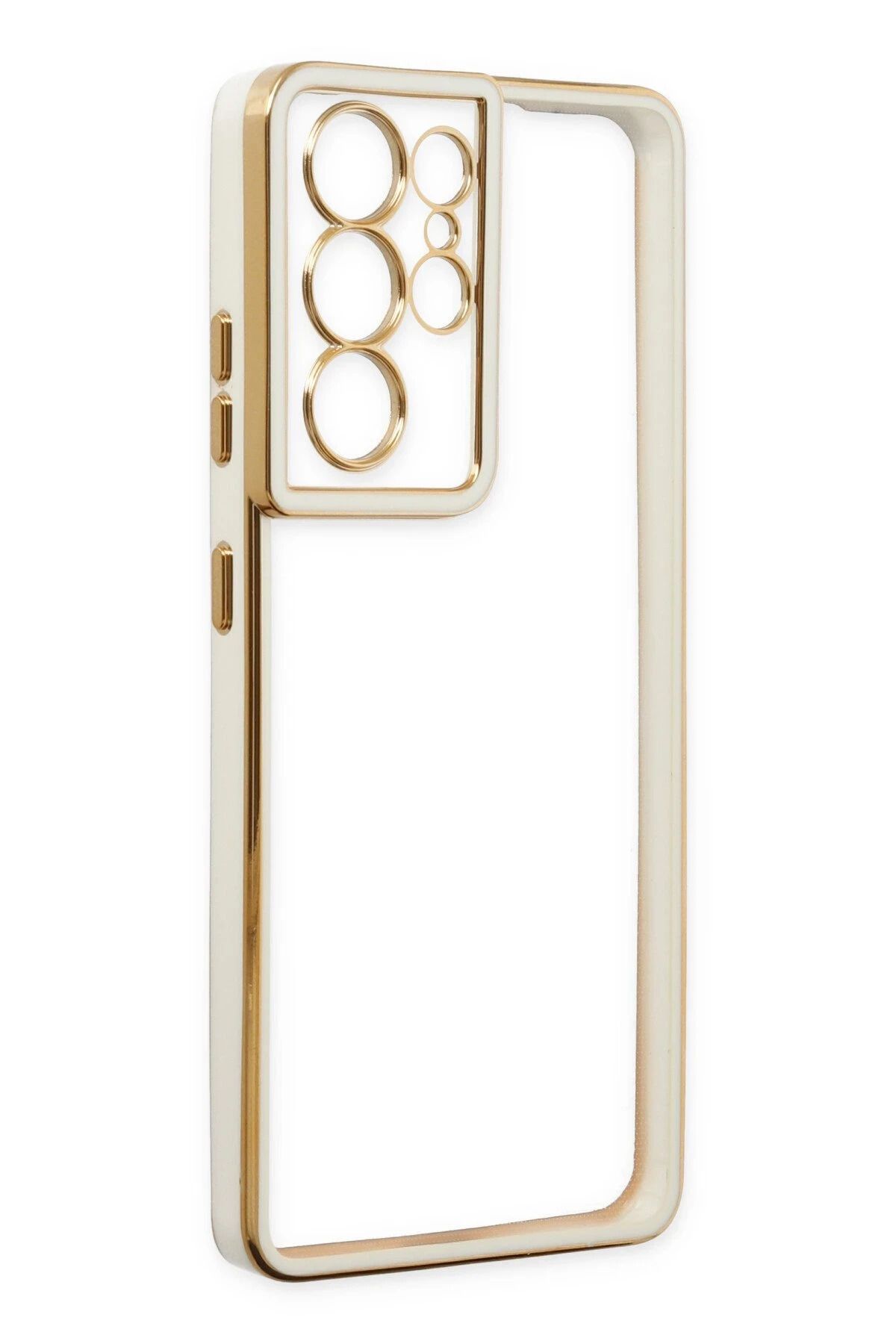 NewFace Samsung Galaxy S21 Ultra Kılıf Liva Lens Silikon - Beyaz NRMSA