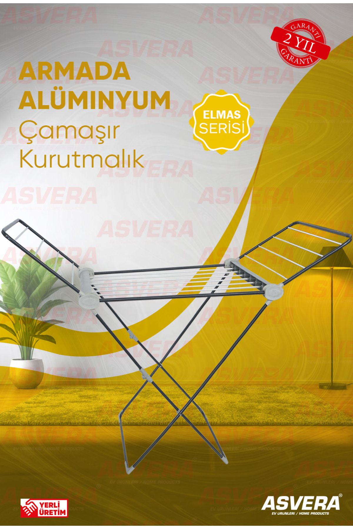 ASVERA Elmas Serisi - Armada Alüminyum Borulu Çamaşır Kurutmalık - Kanatlı Çamaşır Kurutma Askısı