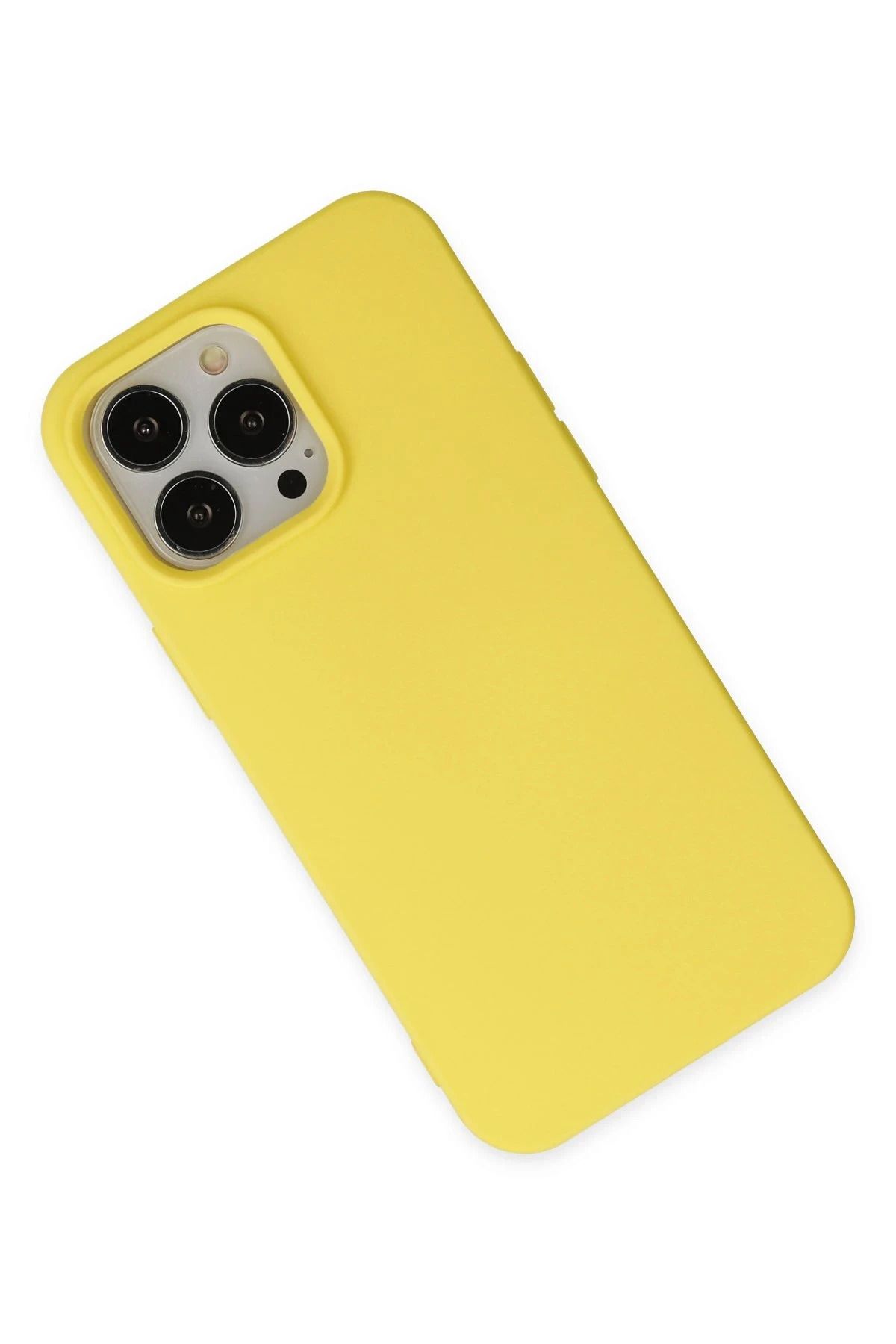 NewFace iPhone 14 Pro Max Kılıf Nano içi Kadife Silikon - Sarı WLZOR