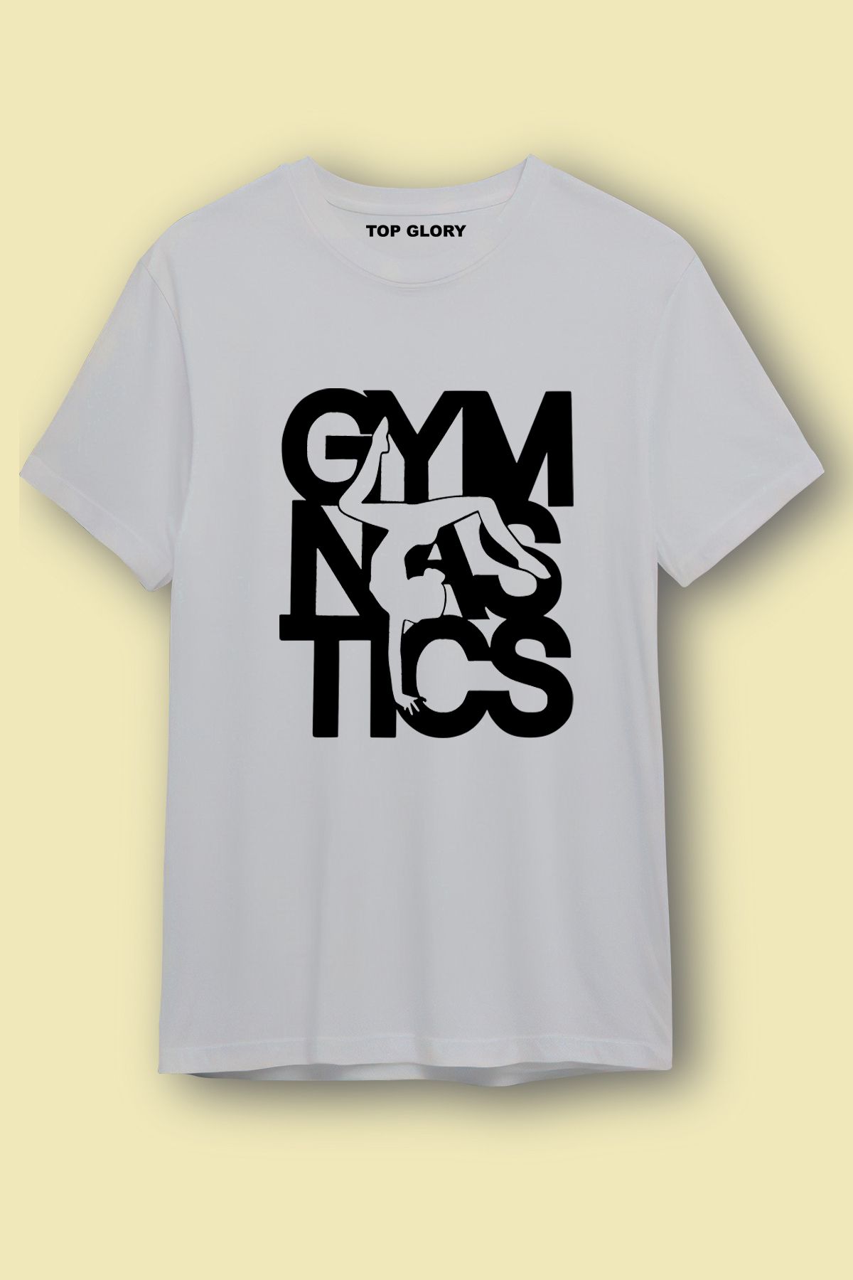 TOP GLORY Cimnastik Baskılı Spor T-Shirt Sporcu Tişörtü
