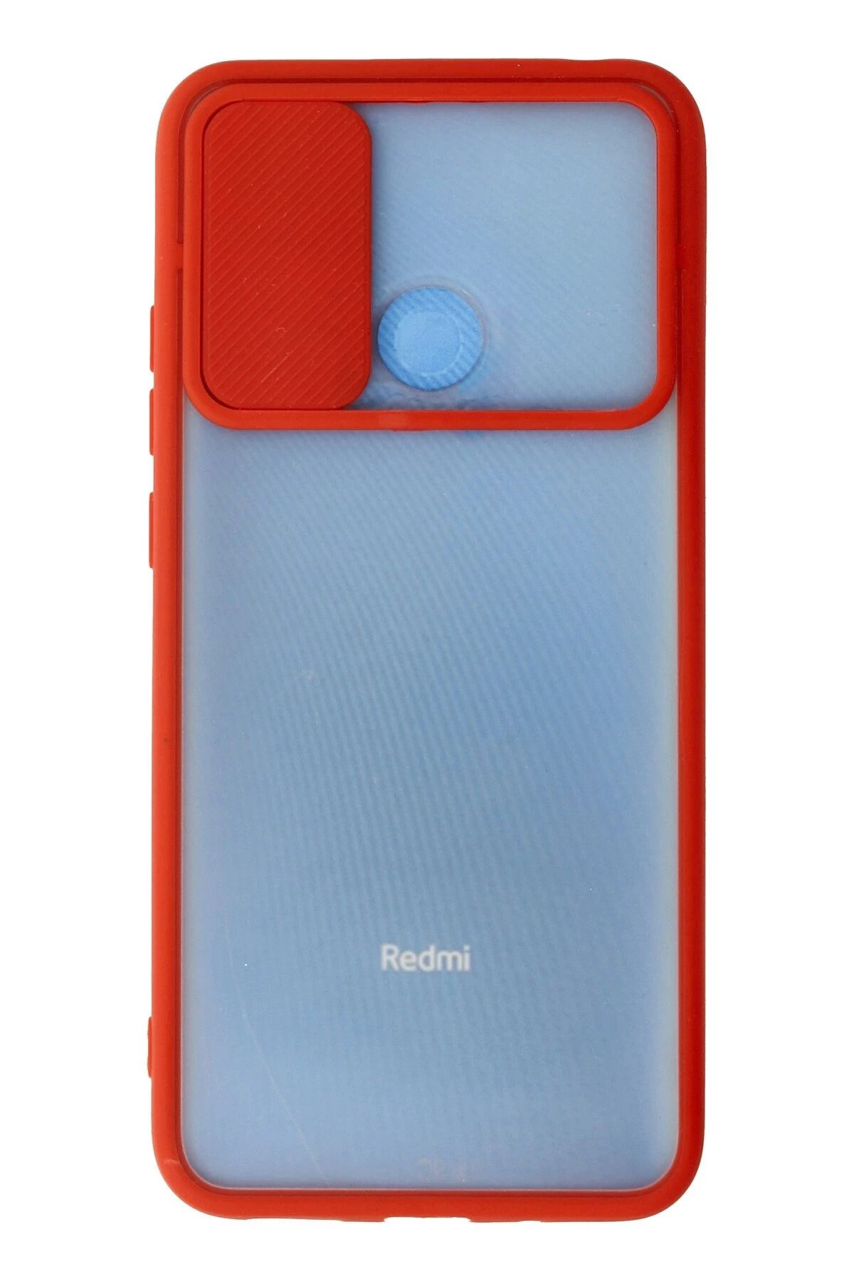 NewFace Xiaomi Redmi 9C Kılıf Palm Buzlu Kamera Sürgülü Silikon - Kırmızı GLSTD