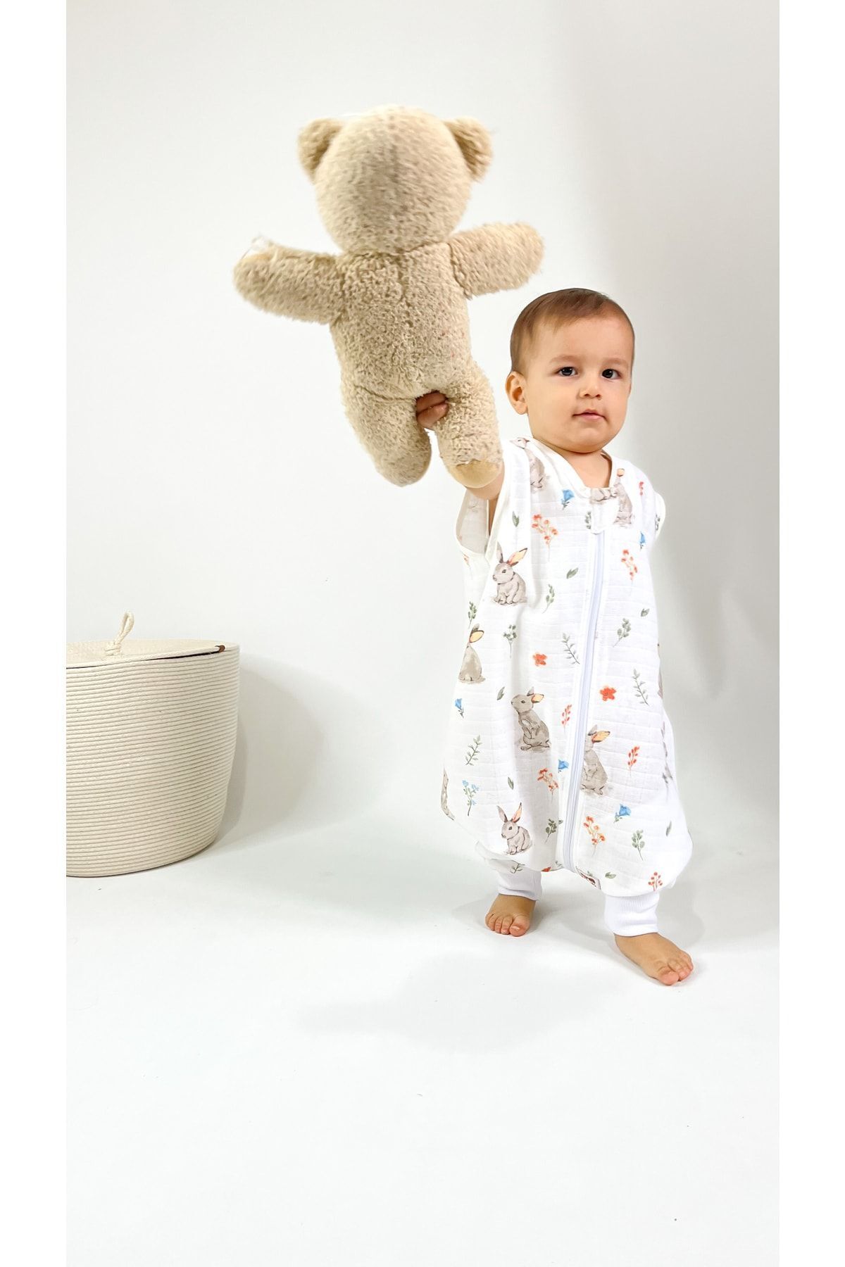 Las Vivas Kids Yazlık Müslin Uyku Tulumu, 0.5 Tog Tek Katlı Çocuk Tulumu, Kız Erkek Bebek Tavşanlı Unisex Tulum fotoğrafı 3 (önizleme)