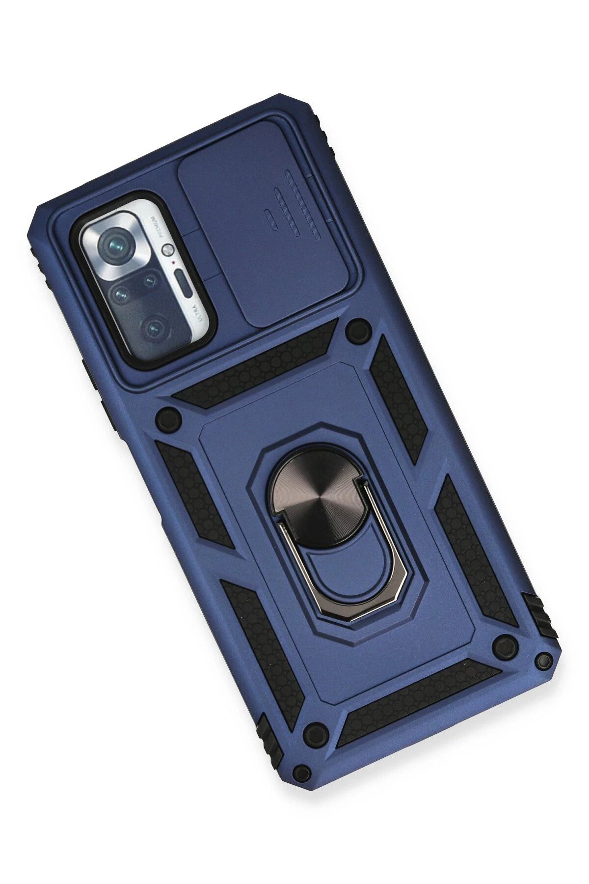 NewFace Xiaomi Redmi Note 10 Pro Kılıf Pars Lens Yüzüklü Silikon - Lacivert NRMSA
