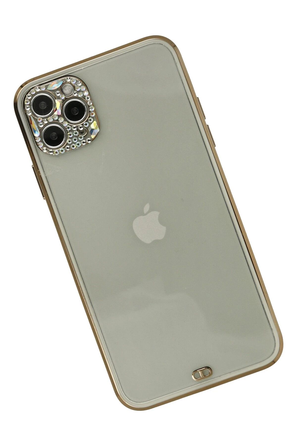NewFace iPhone 11 Pro Kılıf Liva Taşlı Silikon - Beyaz NRMSA