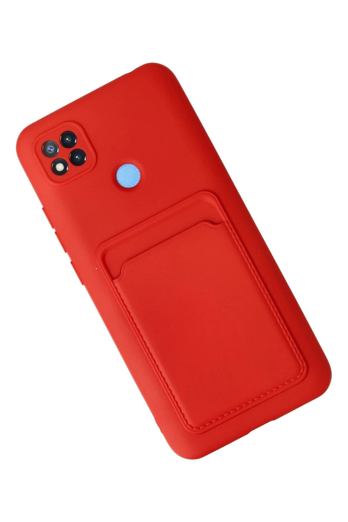 NewFace Xiaomi Redmi 9C Kılıf Kelvin Kartvizitli Silikon - Kırmızı NRMSA