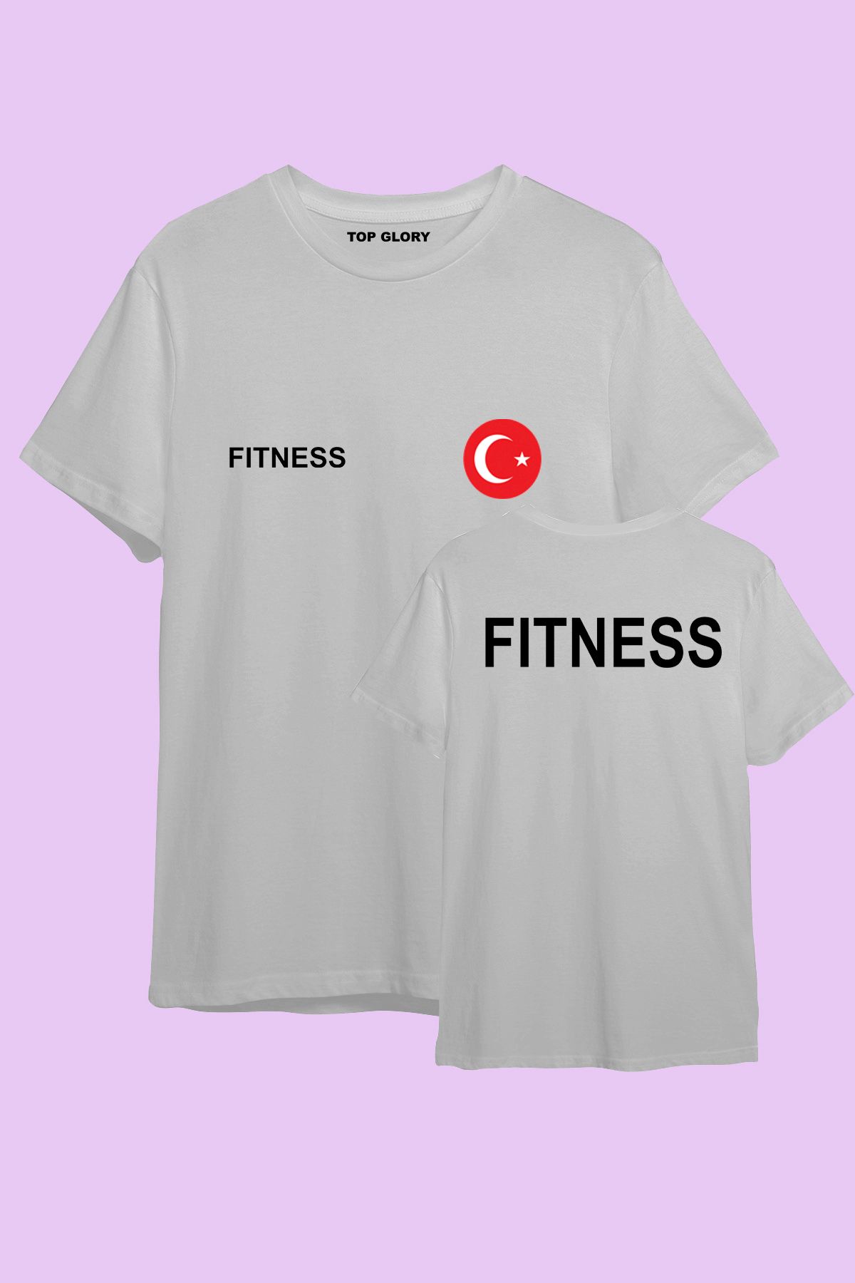 TOP GLORY Fitness Ayyıldız Baskılı Spor T-Shirt Sporcu Tişörtü
