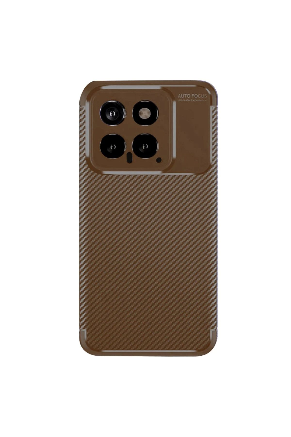 NewFace Xiaomi Mi 14T Kılıf Auto Focus Karbon Kapak - Kahverengi GLSTD