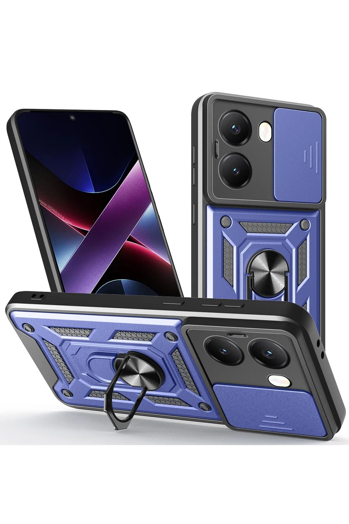 Coolacs Xiaomi Poco X7 Pro ile Uyumlu Kılıf Magnetik Standlı Kamera Korumalı Sürgülü Kapak