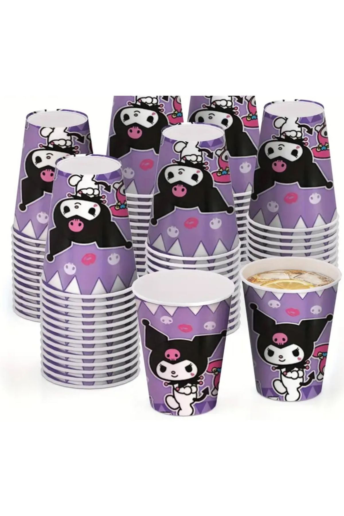 So Iconic 10 Adet Sanrio Kuromi Karakterli Karton Bardak / Doğum Günü Partisi Bardakları