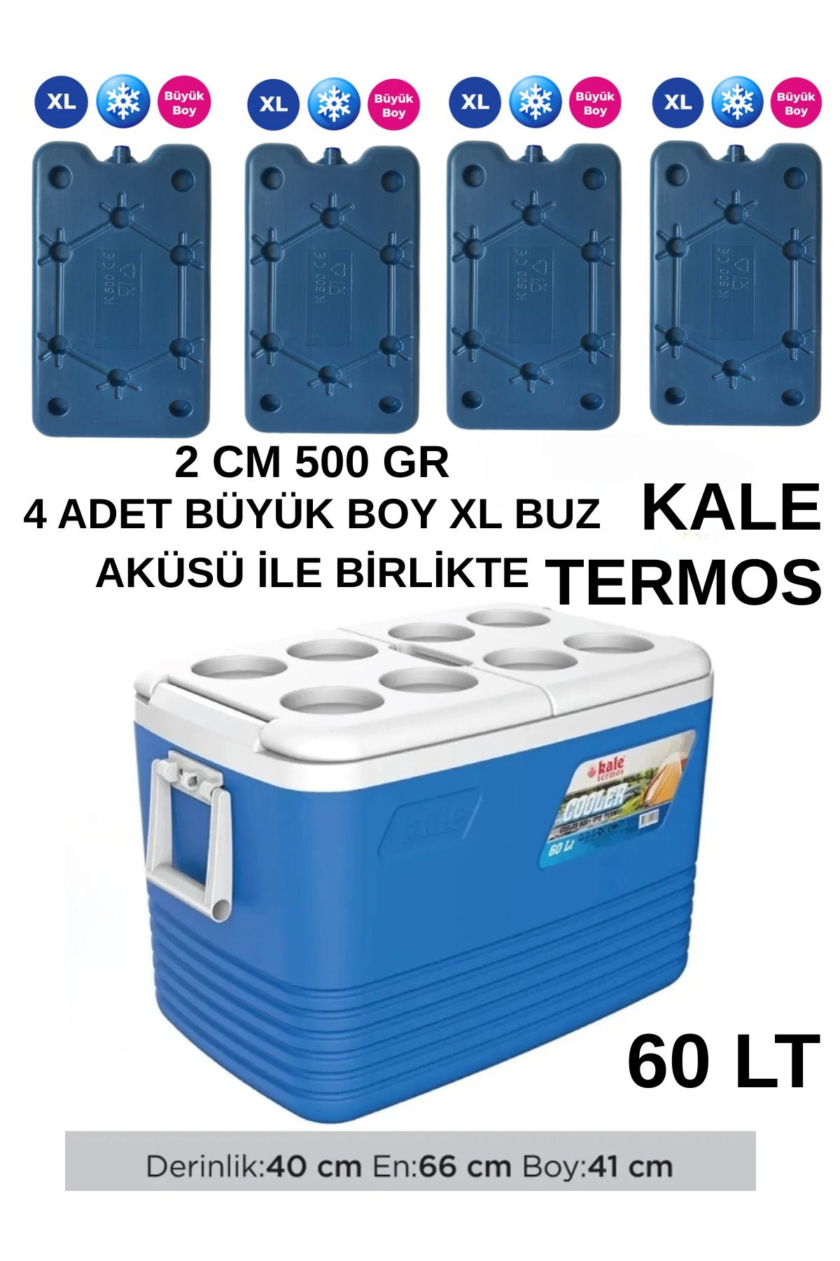 MADAME LUDA Kale 60 LT Çift Kapaklı 8 Göz-4 Adet Büyük Boy XL Buz Akülü-Kamp-Piknik-Oto-Soğutucu&Buzluk Termosu.
