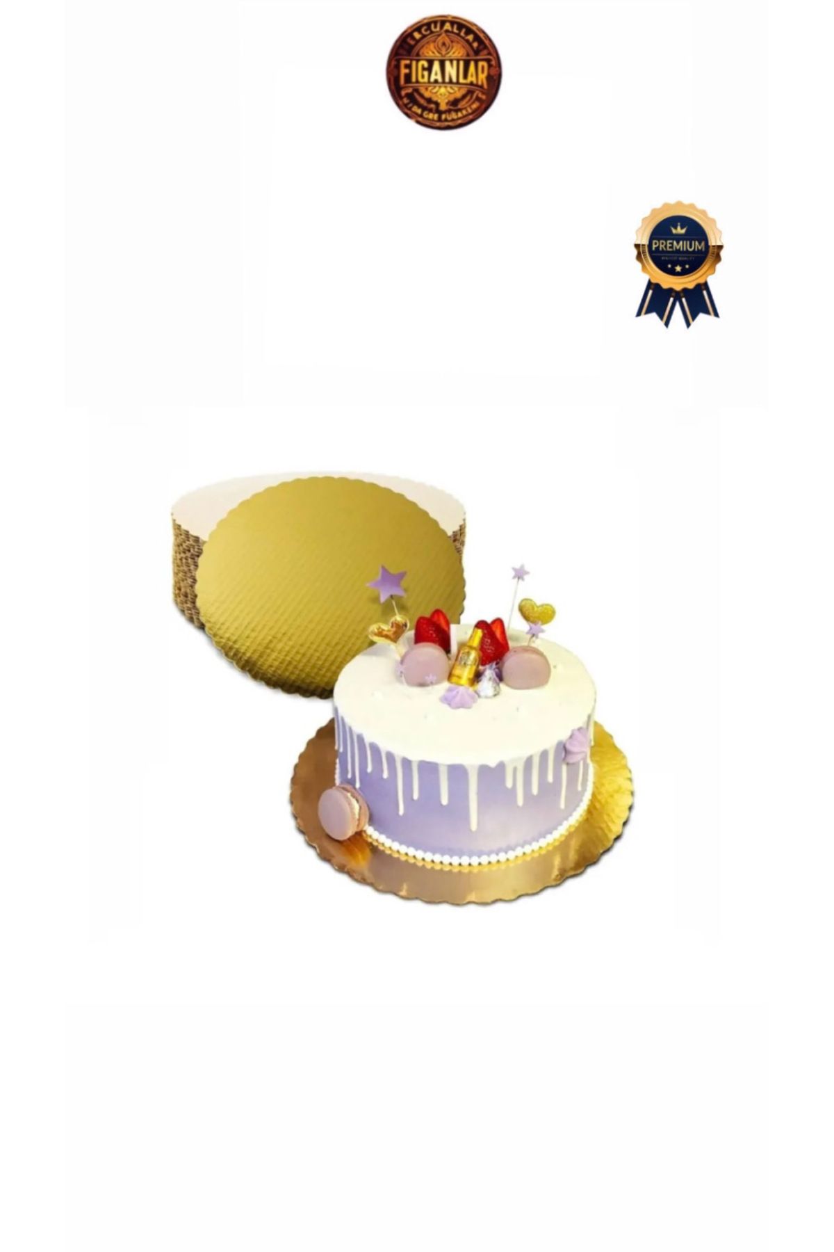 figanlar ambalaj 24cm Gold Parlak(Kalın) Orta Boy Pasta Tabanı /Pasta Altlığı/Pasta Mendili 60 lı