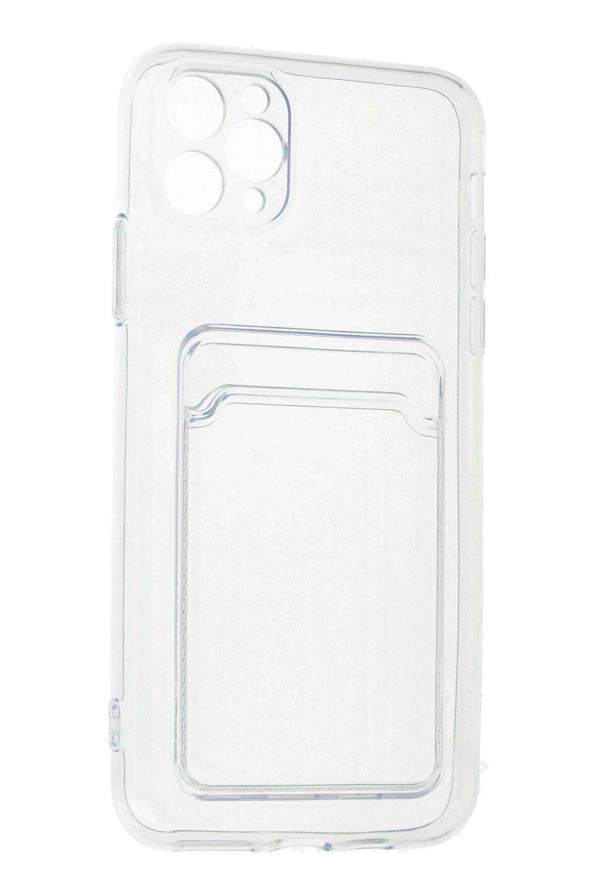 NewFace iPhone 11 Pro Max Kılıf Kart Şeffaf Silikon - Şeffaf NRMSA