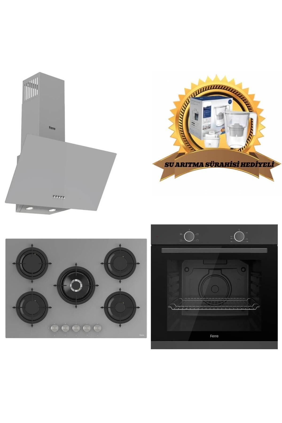 Ferre Gri Cam Ankastre set D088 - RS038 - XE61MPL (Hediyeli)